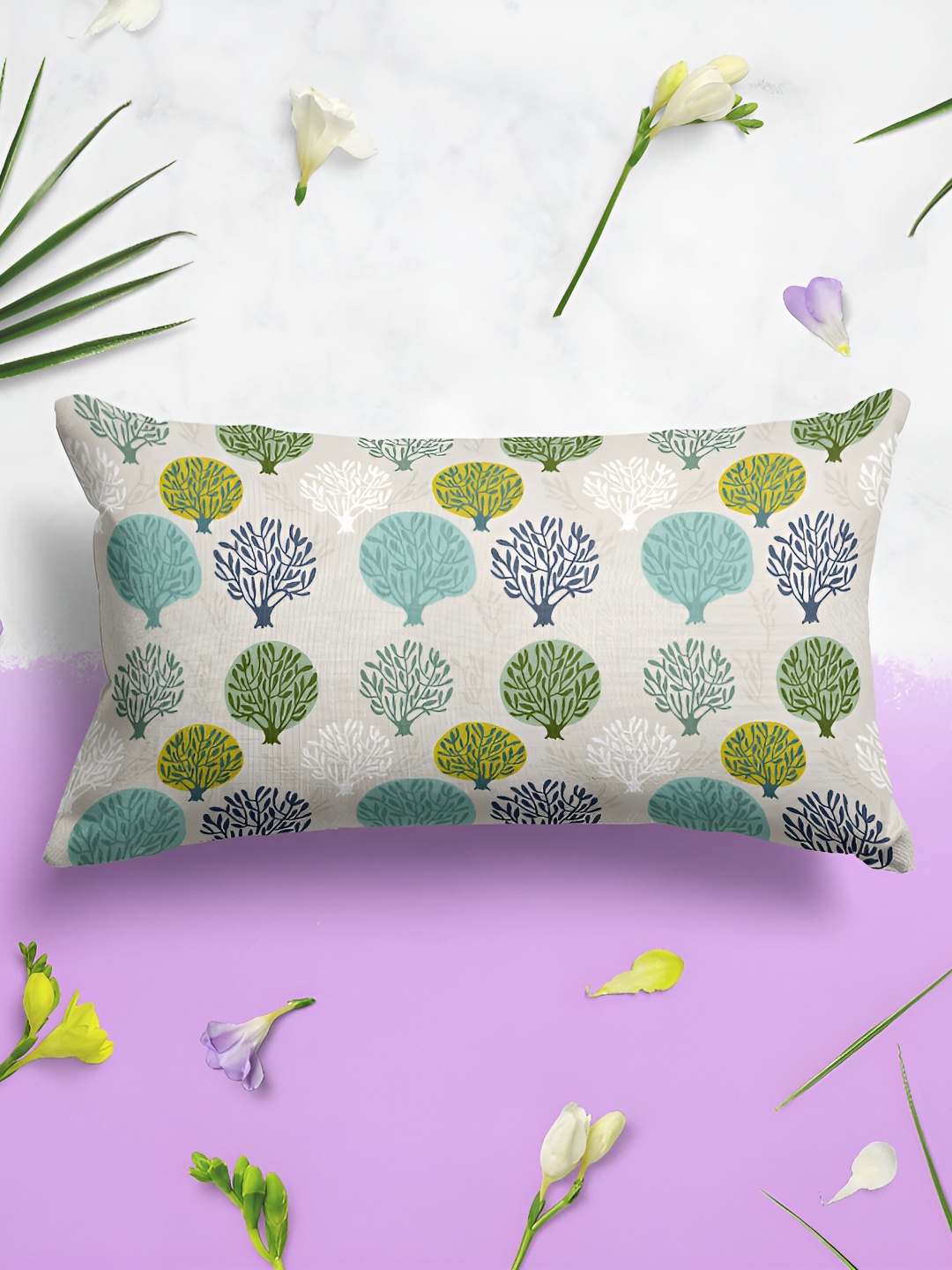 

ArtzFolio Beige & Green 2 Pieces Rectangular Pillow Covers