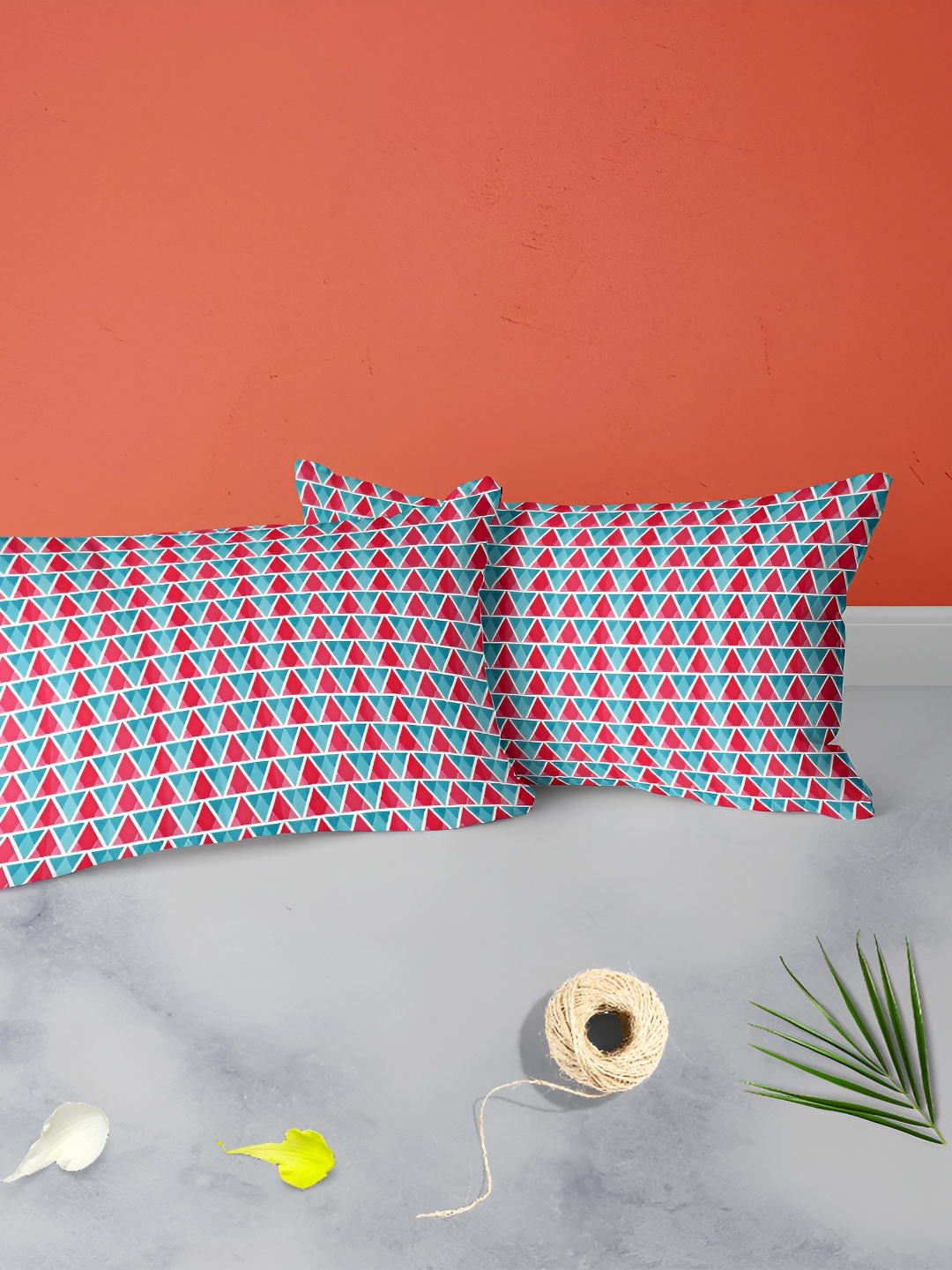 

ArtzFolio Red & Blue 2 Pieces Geometric Printed Rectangle Pillow Covers