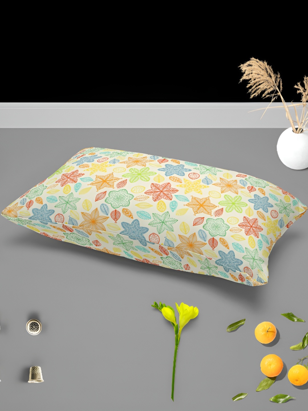 

ArtzFolio Beige & Yellow 2 Pieces Floral Printed Rectangle Pillow Covers