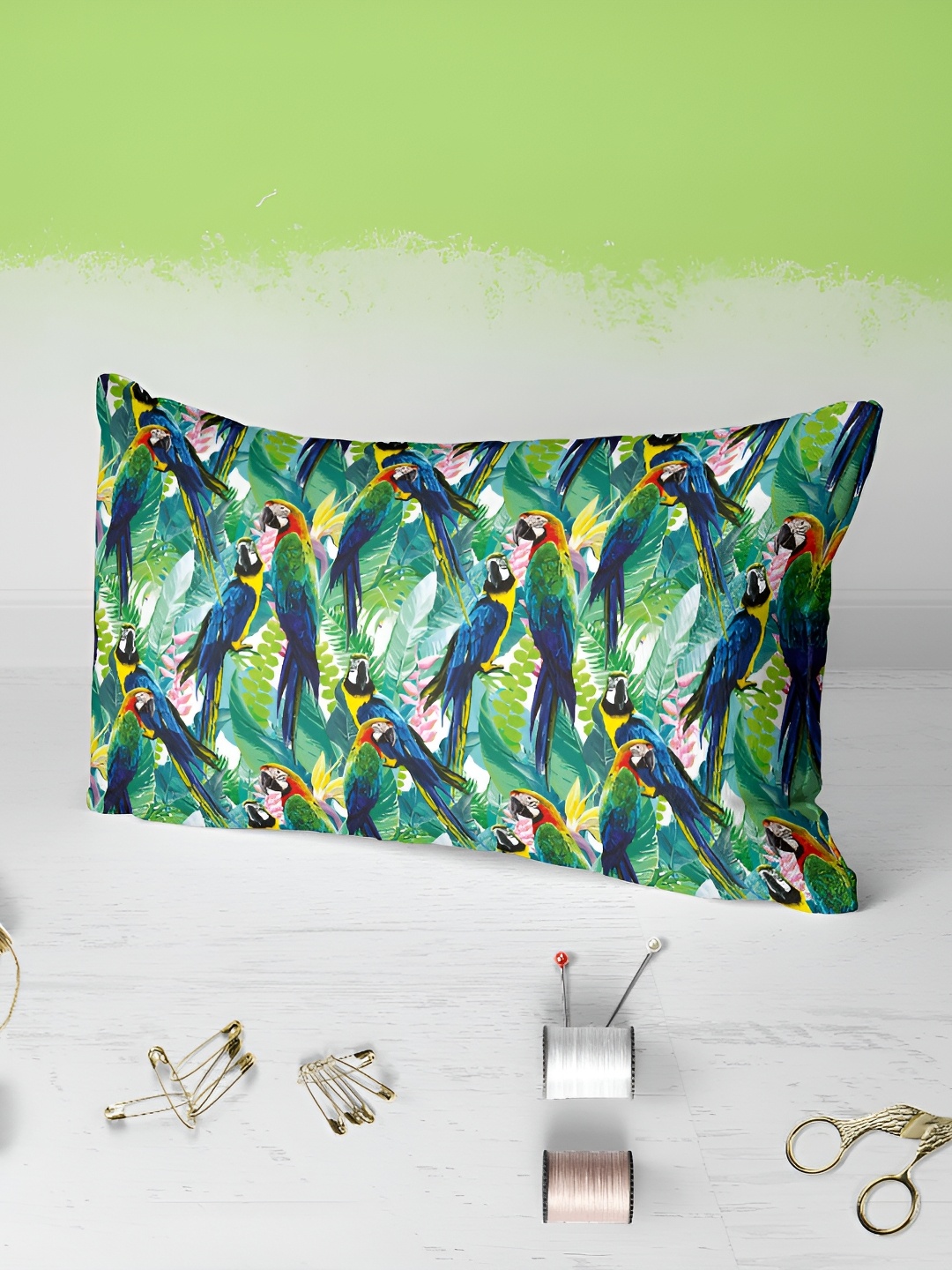 

ArtzFolio Green & Blue Printed 2 Pieces Velvet Rectangle Pillow Covers