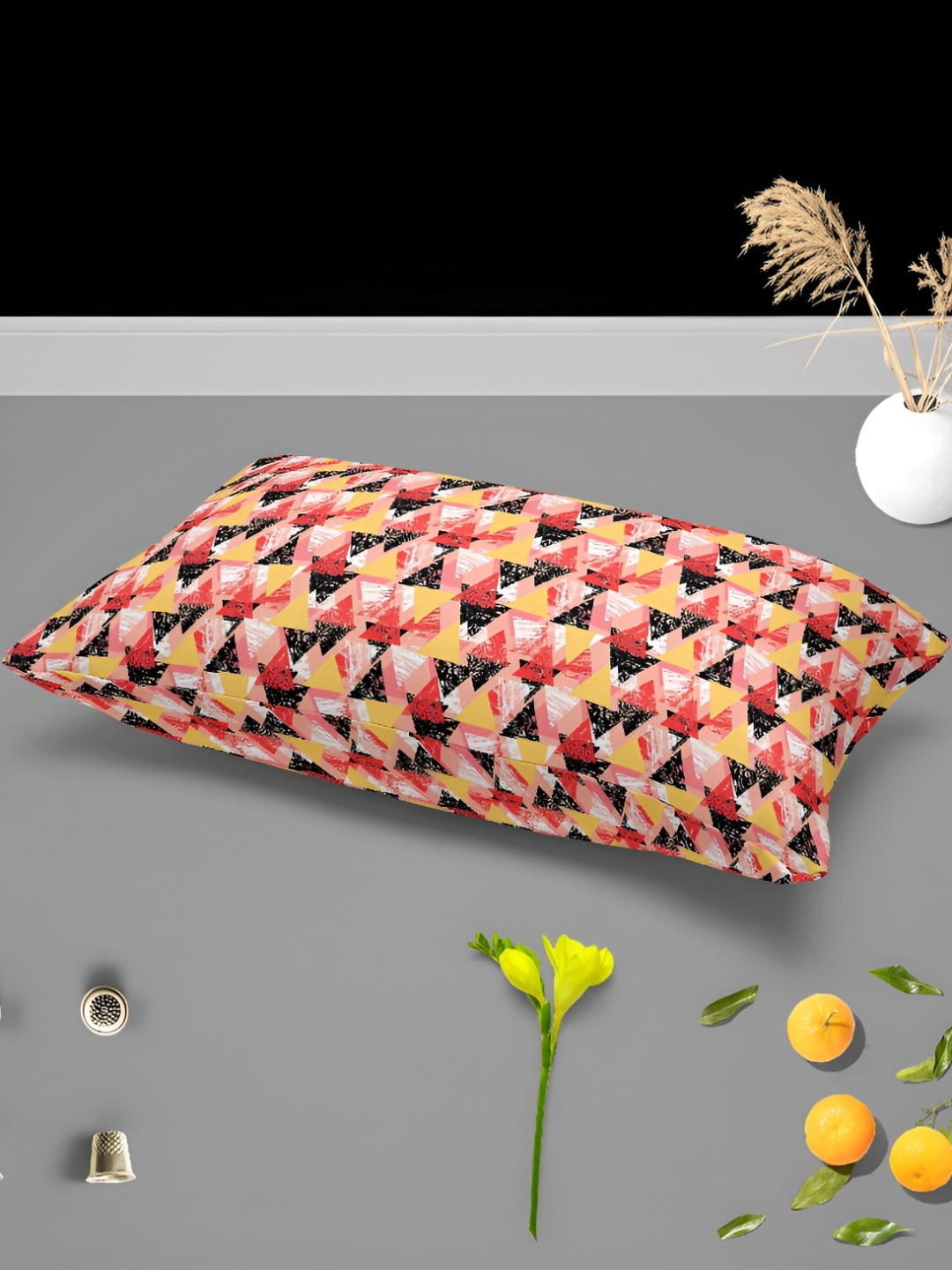 

ArtzFolio Peach & Black 2 Pieces Geometric Printed Rectangular Pillow Covers