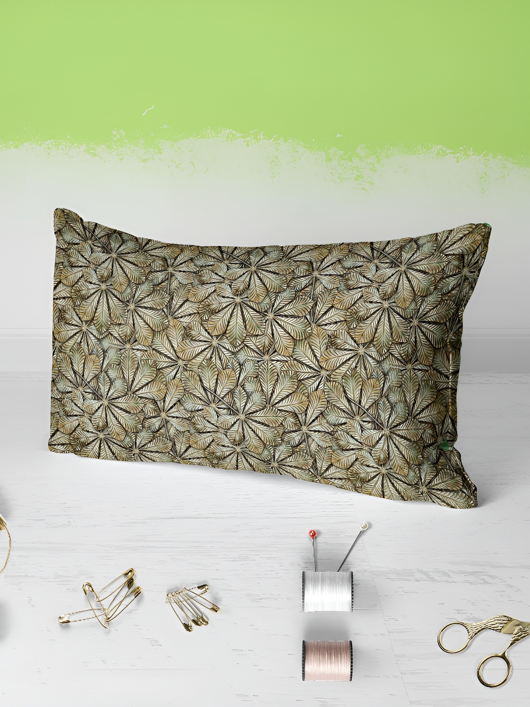 

ArtzFolio Green & Brown 2 Pieces Floral Printed Rectangle Pillow Covers