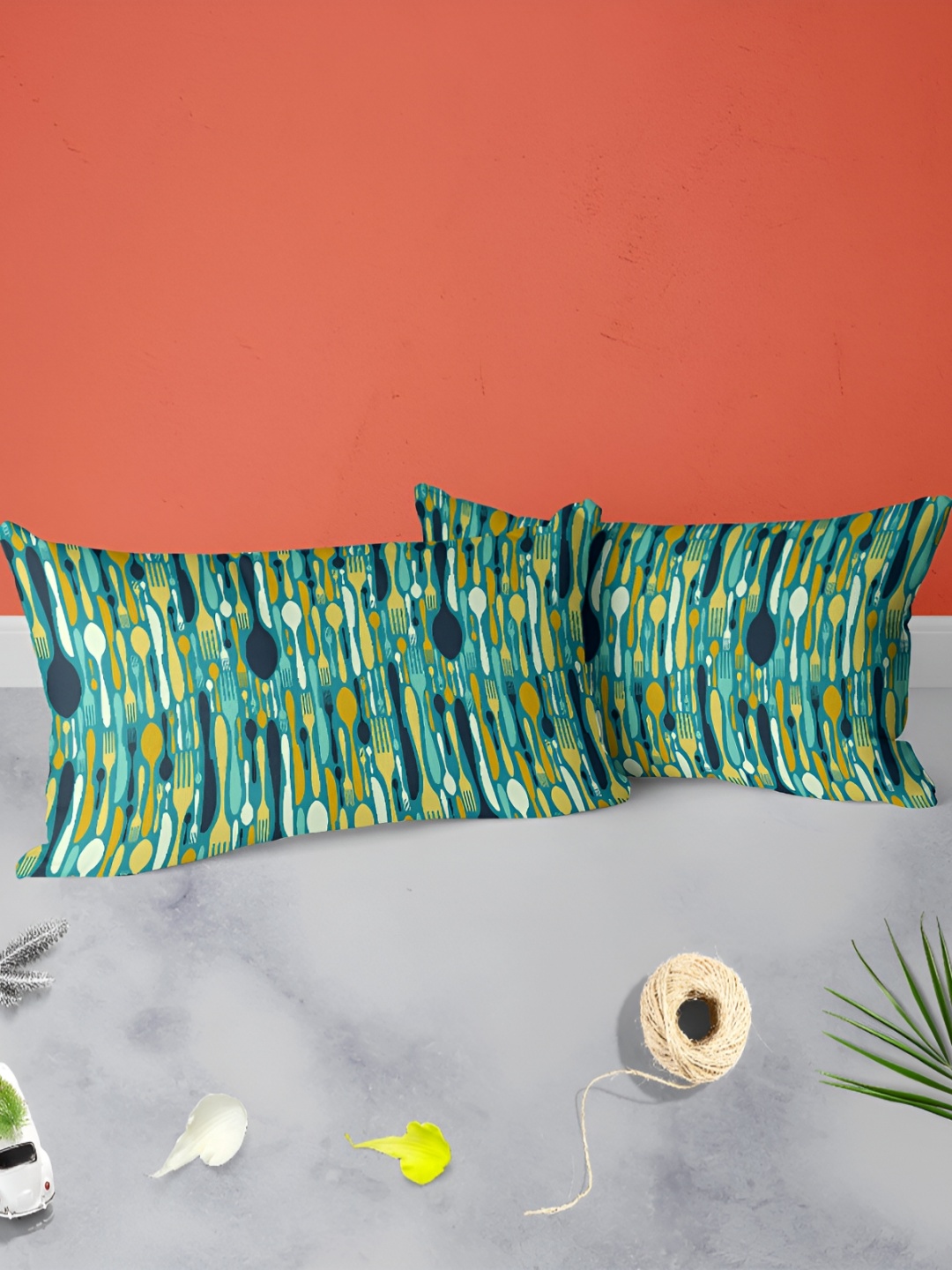 

ArtzFolio Green & Yellow 2 Pieces Printed Rectangle Pillow Covers