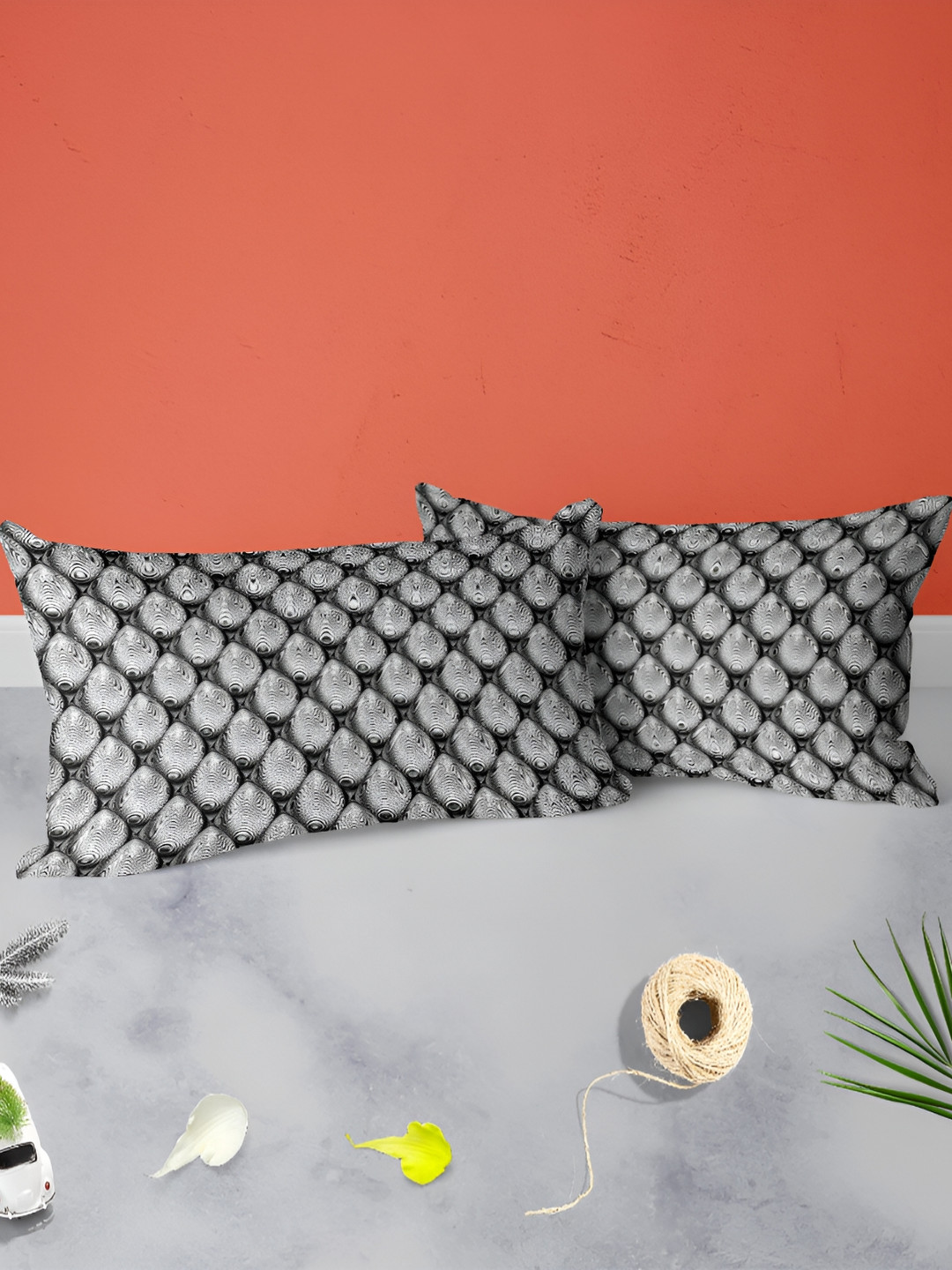 

ArtzFolio Grey & Black 2 Pieces Rectangle Pillow Covers
