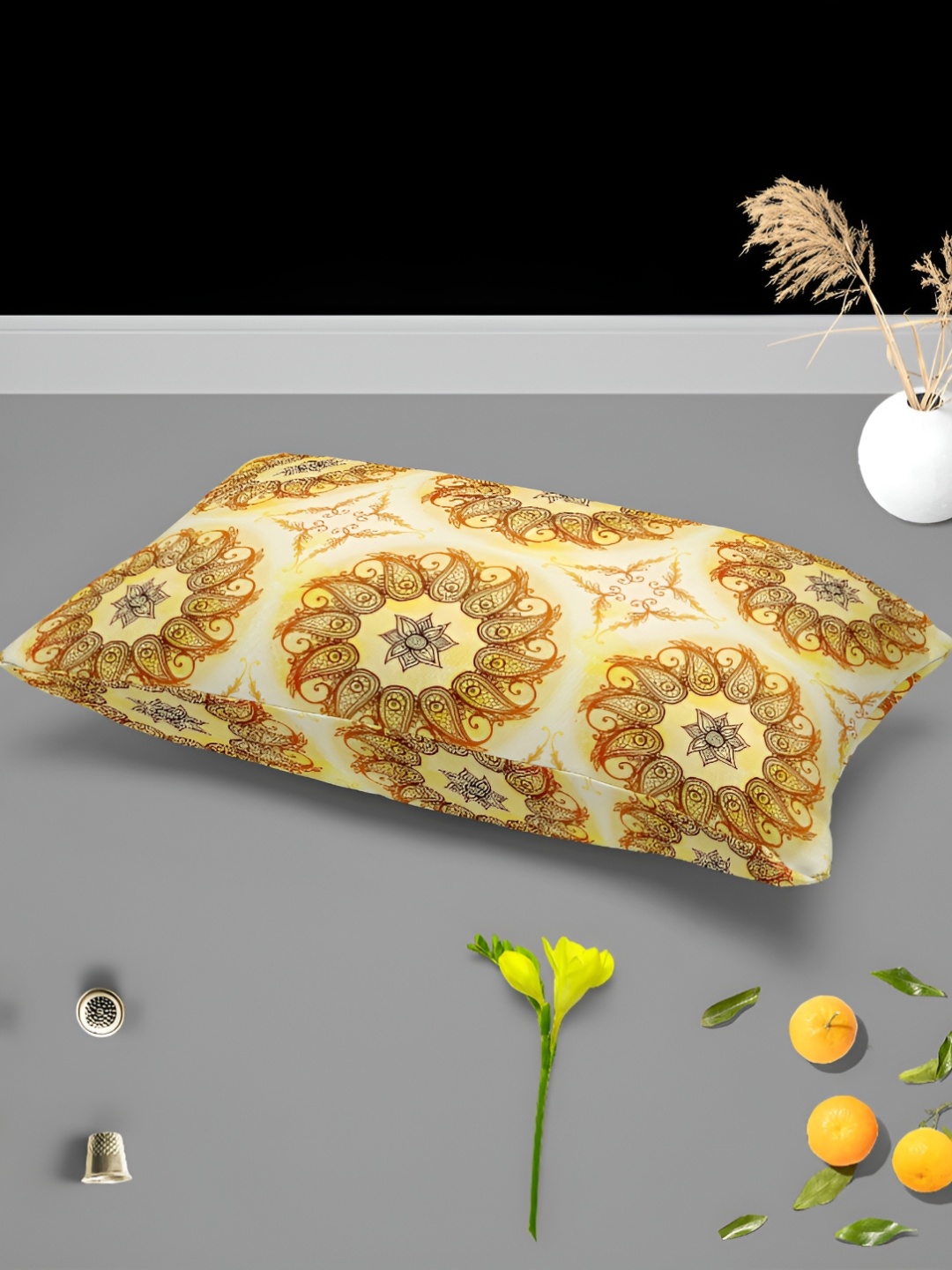 

ArtzFolio Yellow & Brown 2Pcs Ethnic Motifs Rectangle Pillow Covers