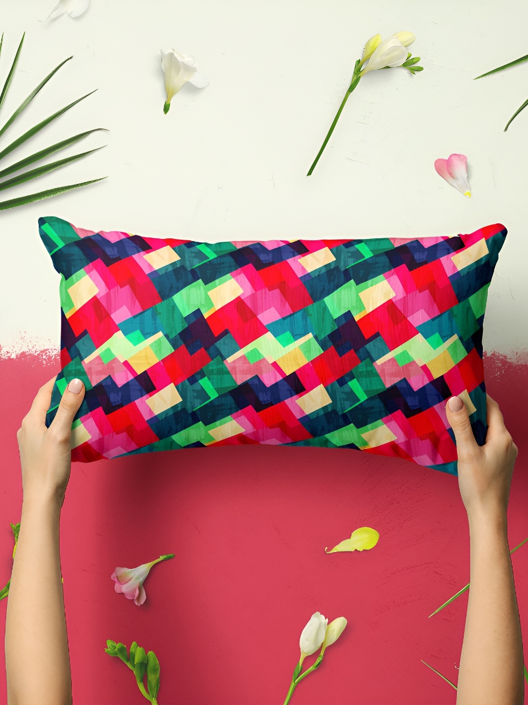 

ArtzFolio Red & Green 2 Pieces Abstract Printed Rectangular Pillow Covers