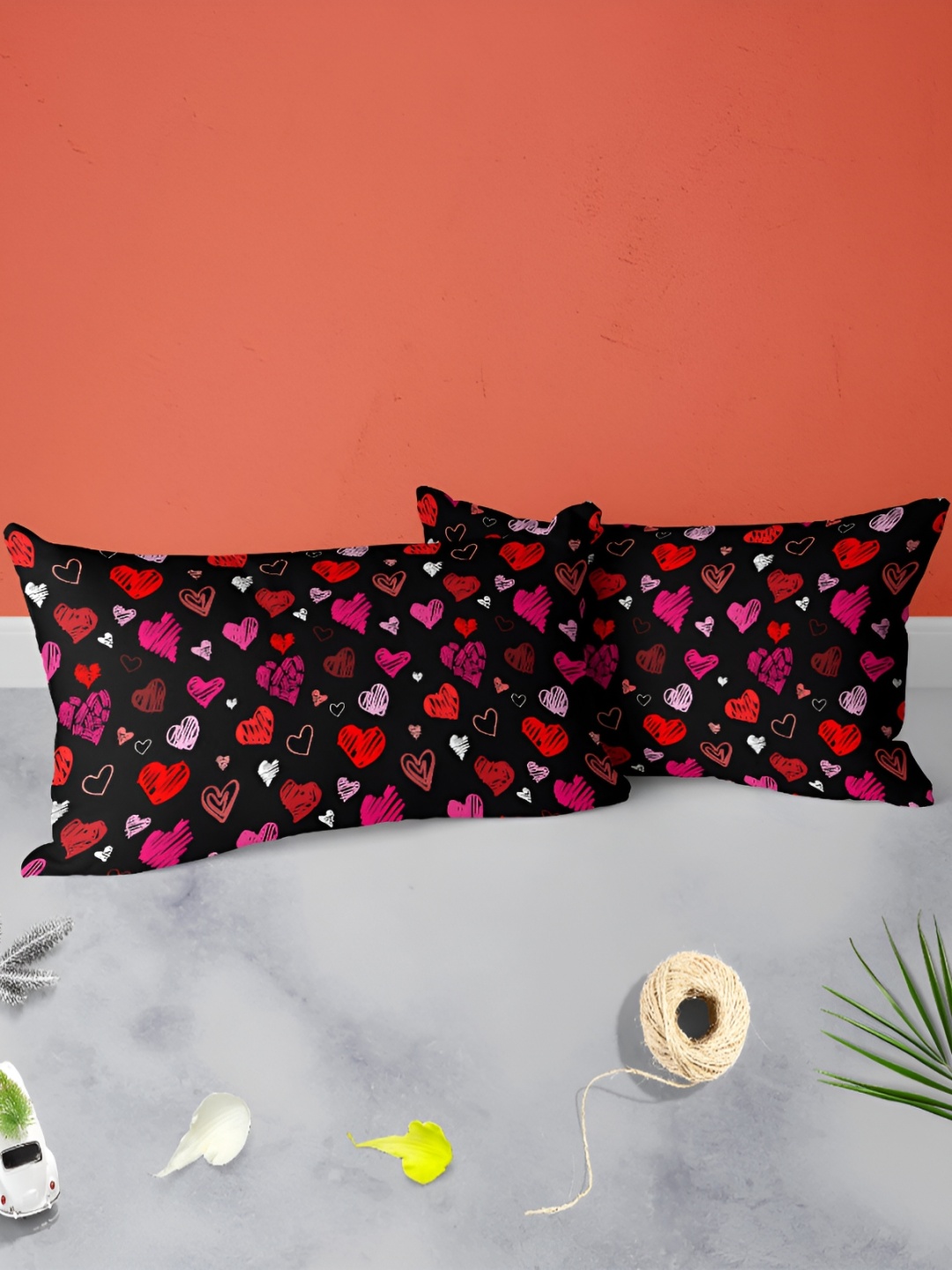 

ArtzFolio Black & Red 2 Pieces Abstract Printed Rectangle Pillow Covers