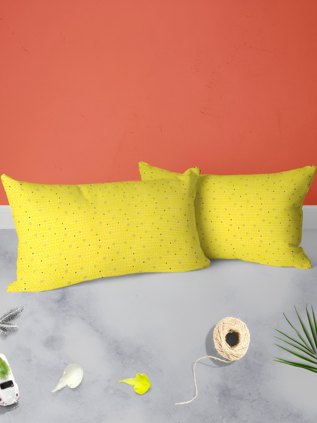 

ArtzFolio Yellow & Grey 2 Pieces Geometric Printed Rectangle Pillow Covers