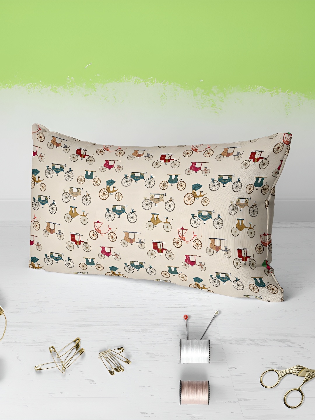 

ArtzFolio Cream & Mustard 2 Pieces Printed Velvet Rectangle Pillow Covers
