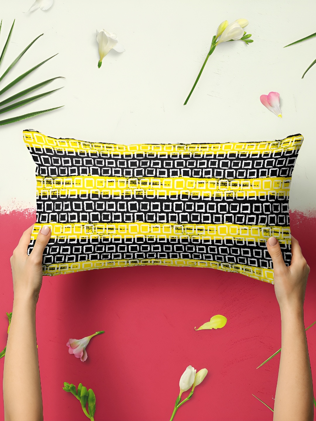 

ArtzFolio Yellow & Black 2 Pcs Rectangle Pillow Covers