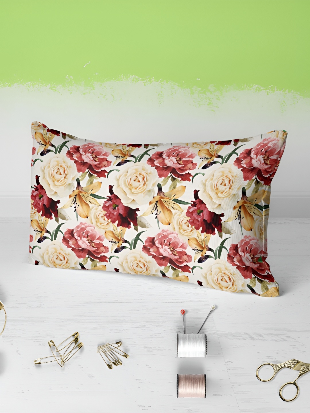 

ArtzFolio White 2 Pieces Floral Printed Rectangle Pillow Covers