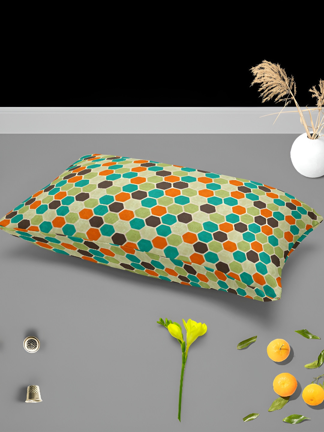 

ArtzFolio Green & Orange 2 Pieces Printed Velvet Rectangle Pillow Covers