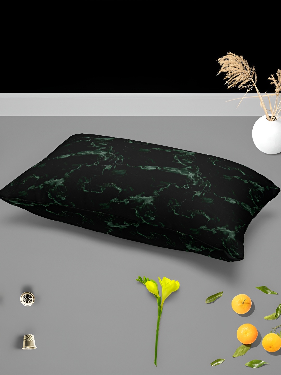 

ArtzFolio Black & Green 2 Pieces Self Design Rectangle Pillow Covers