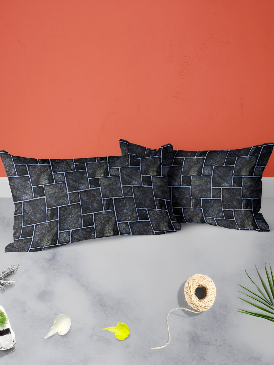 

ArtzFolio Black & Blue 2 Pieces Printed Rectangle Pillow Covers