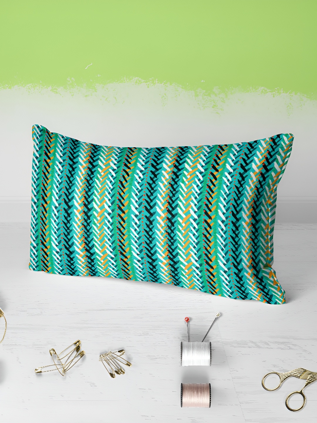 

ArtzFolio Green 2 Pieces Printed Velvet Rectangle Pillow Covers