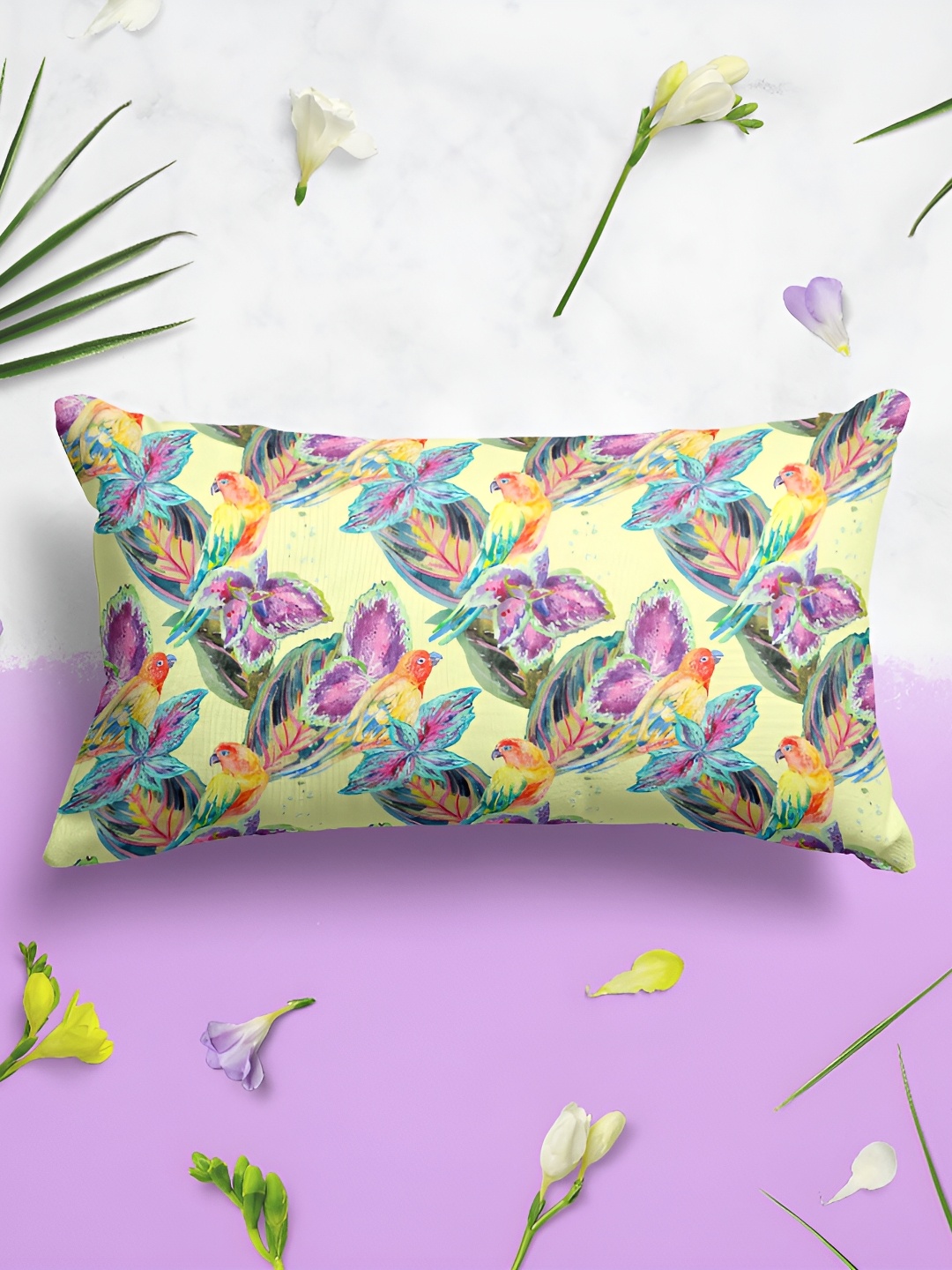 

ArtzFolio yellow & Purple 2 Pieces Self Design Rectangle Pillow Covers