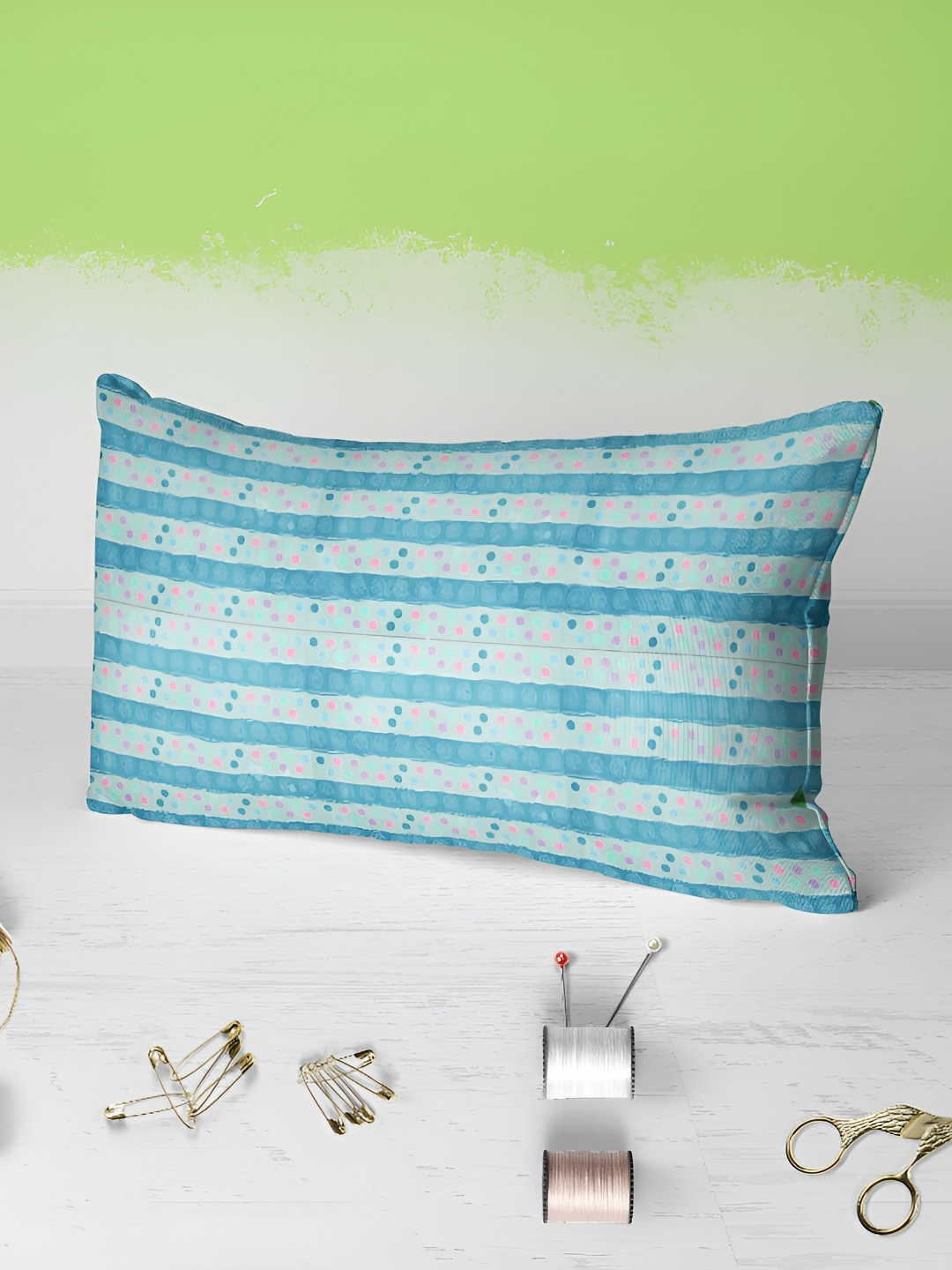 

ArtzFolio Blue 2 Pieces Striped Rectangle Pillow Covers