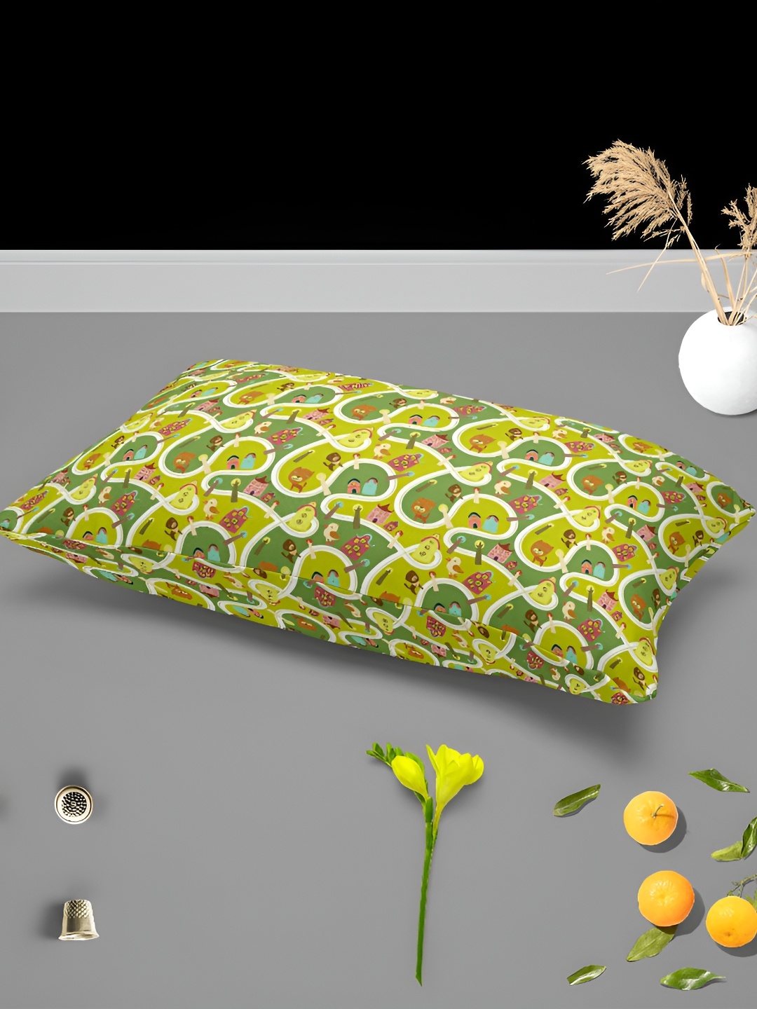 

ArtzFolio Yellow Green 2 Pieces Abstract Printed Rectangle Pillow Covers