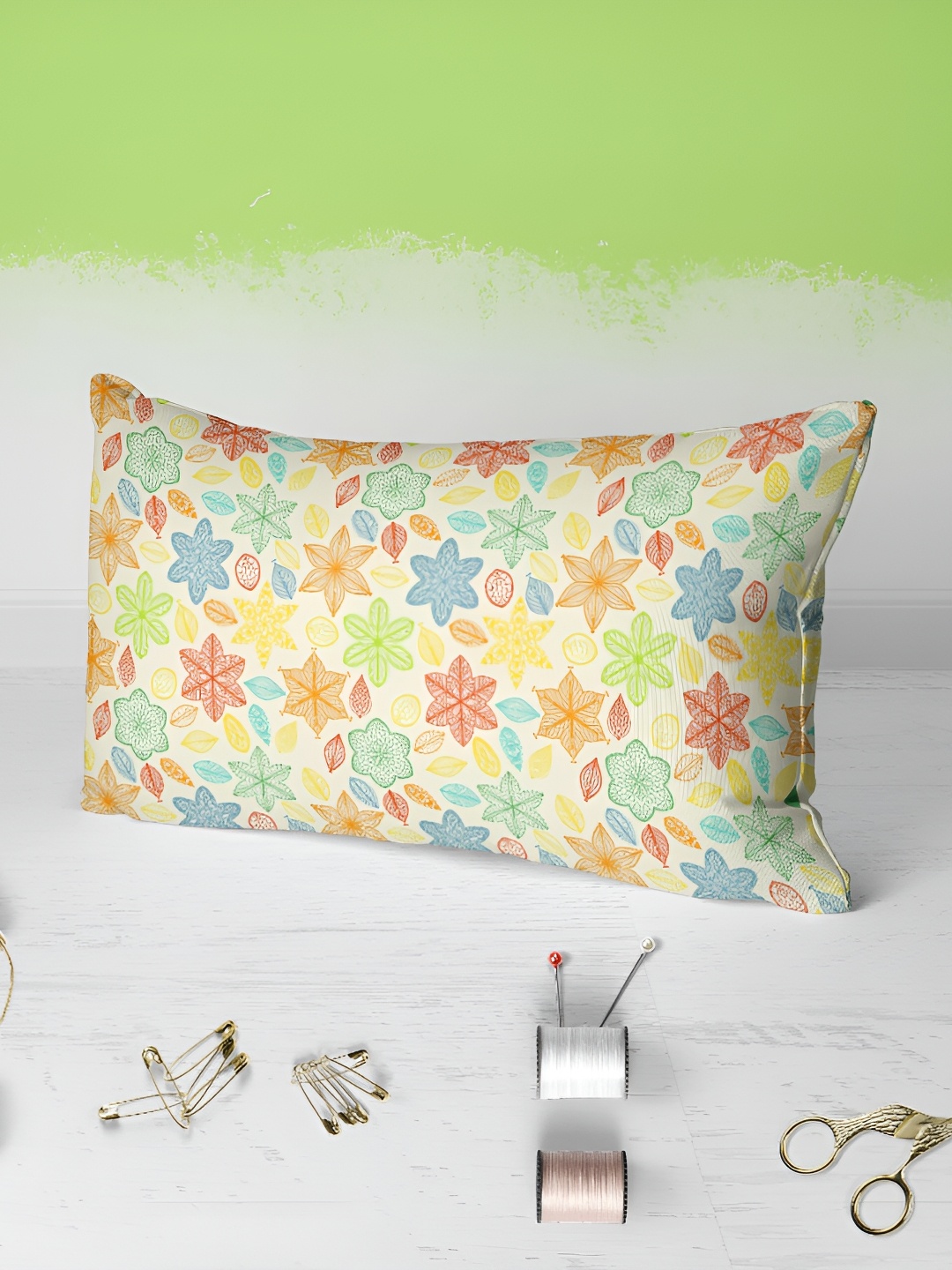 

ArtzFolio Off White & Yellow 2 Pieces Floral Printed Velvet Rectangle Pillow Covers