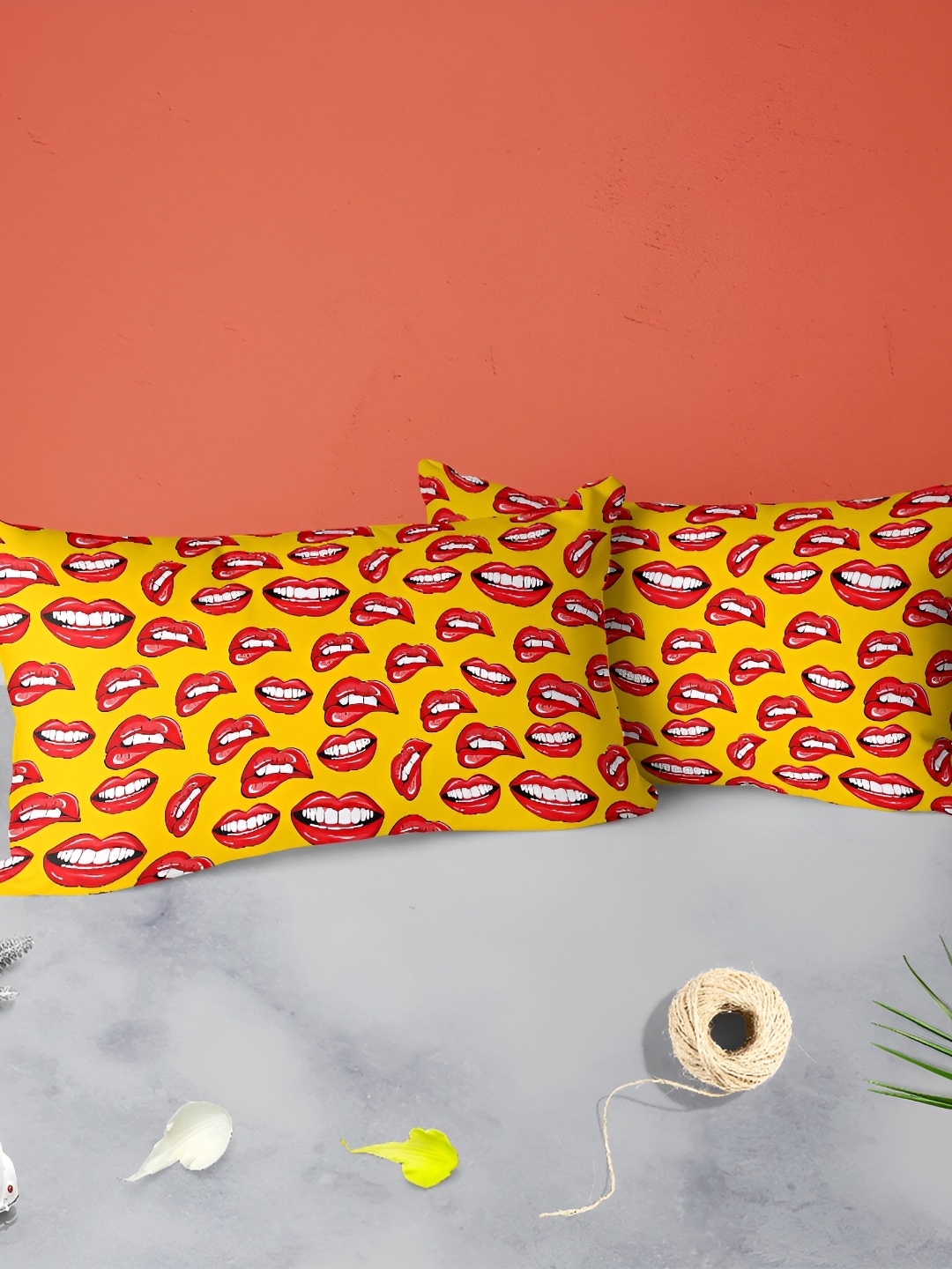 

ArtzFolio Yellow & Red 2 Pieces Rectangle Pillow Covers