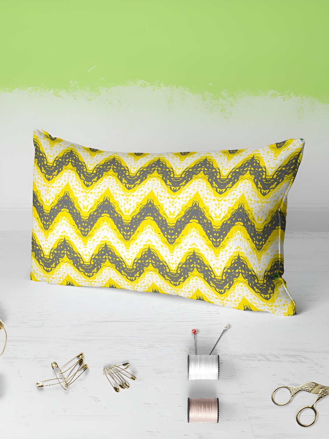 

ArtzFolio Green & Yellow 2 Pieces Abstract Printed Rectangular Shaped Pillow Covers