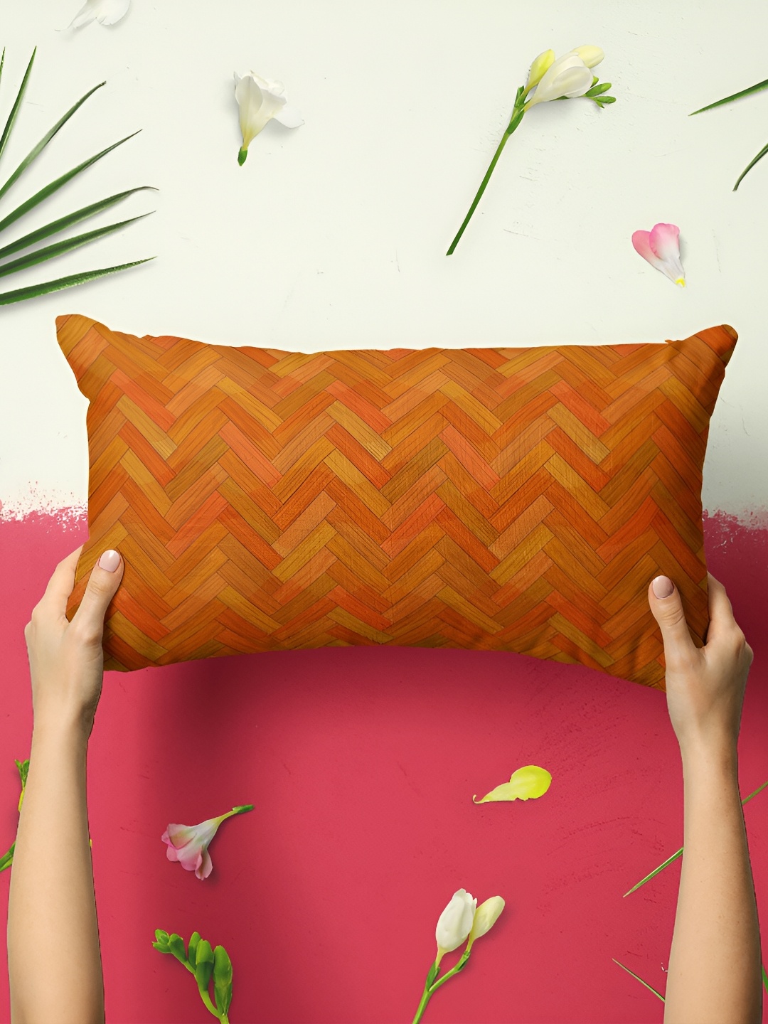 

ArtzFolio Orange & Brown 2 Pieces Floral Printed Rectangle Pillow Covers
