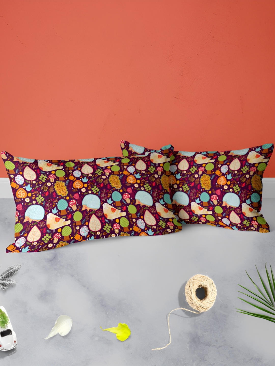 

ArtzFolio Purple & Blue 2 Pieces Abstract Printed Rectangular Pillow Covers