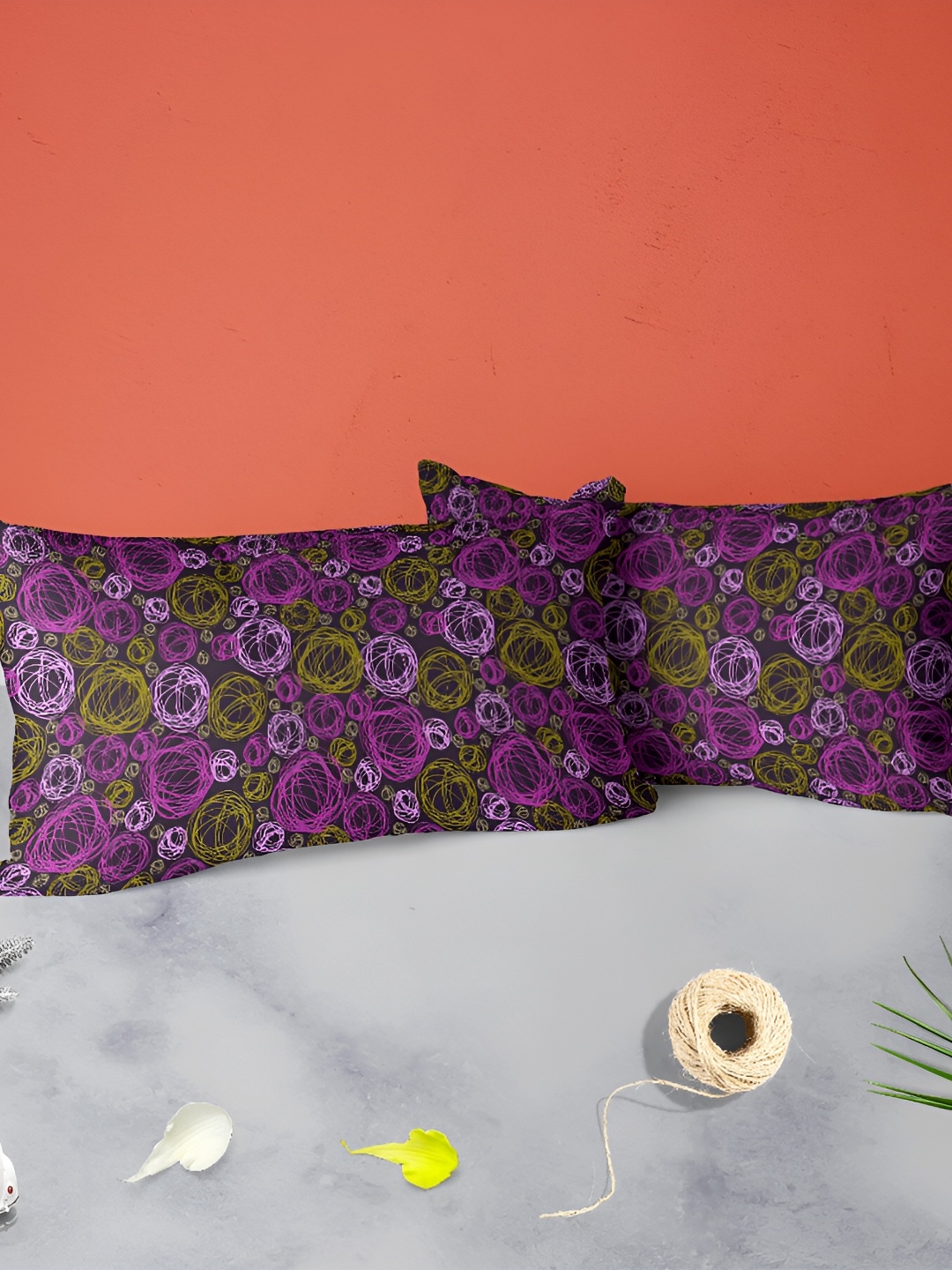 

ArtzFolio Purple Green 2 Pieces Floral Rectangle Pillow Covers