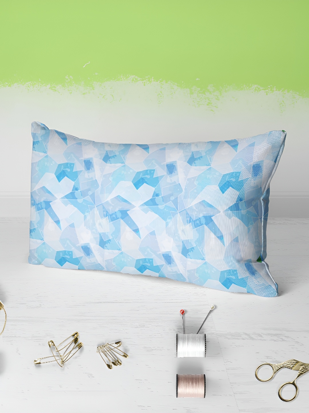 

ArtzFolio White & Blue 2 Pieces Velvet Rectangle Pillow Covers