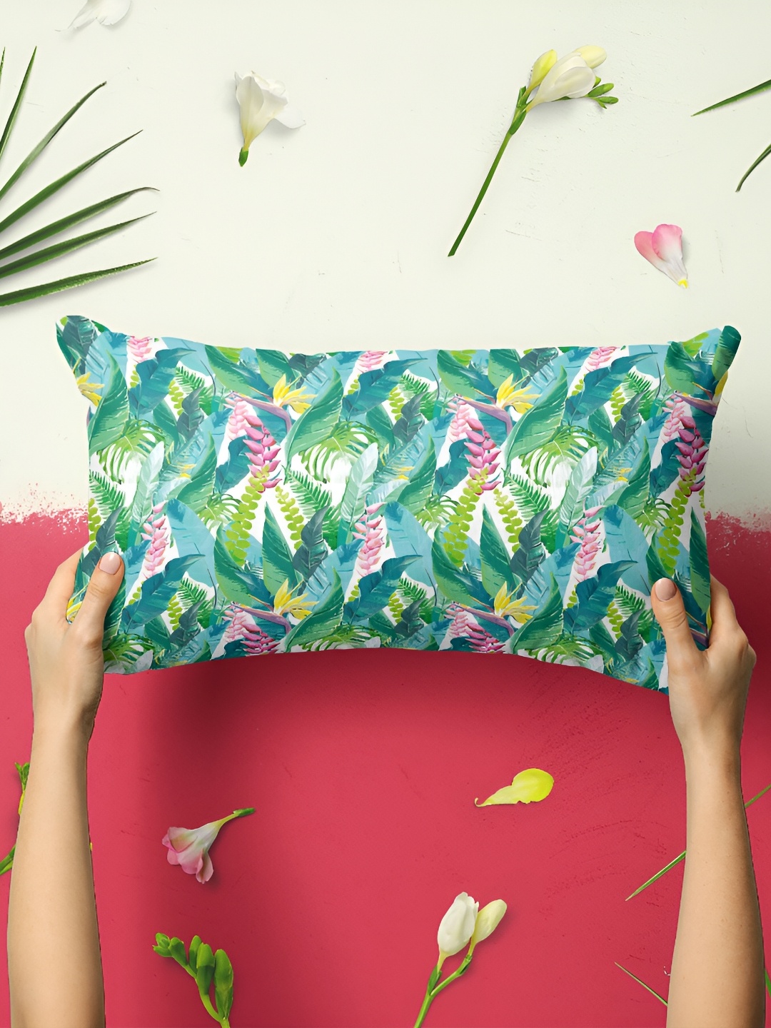 

ArtzFolio Green & Pink 2 Pieces Abstract Rectangle Pillow Covers