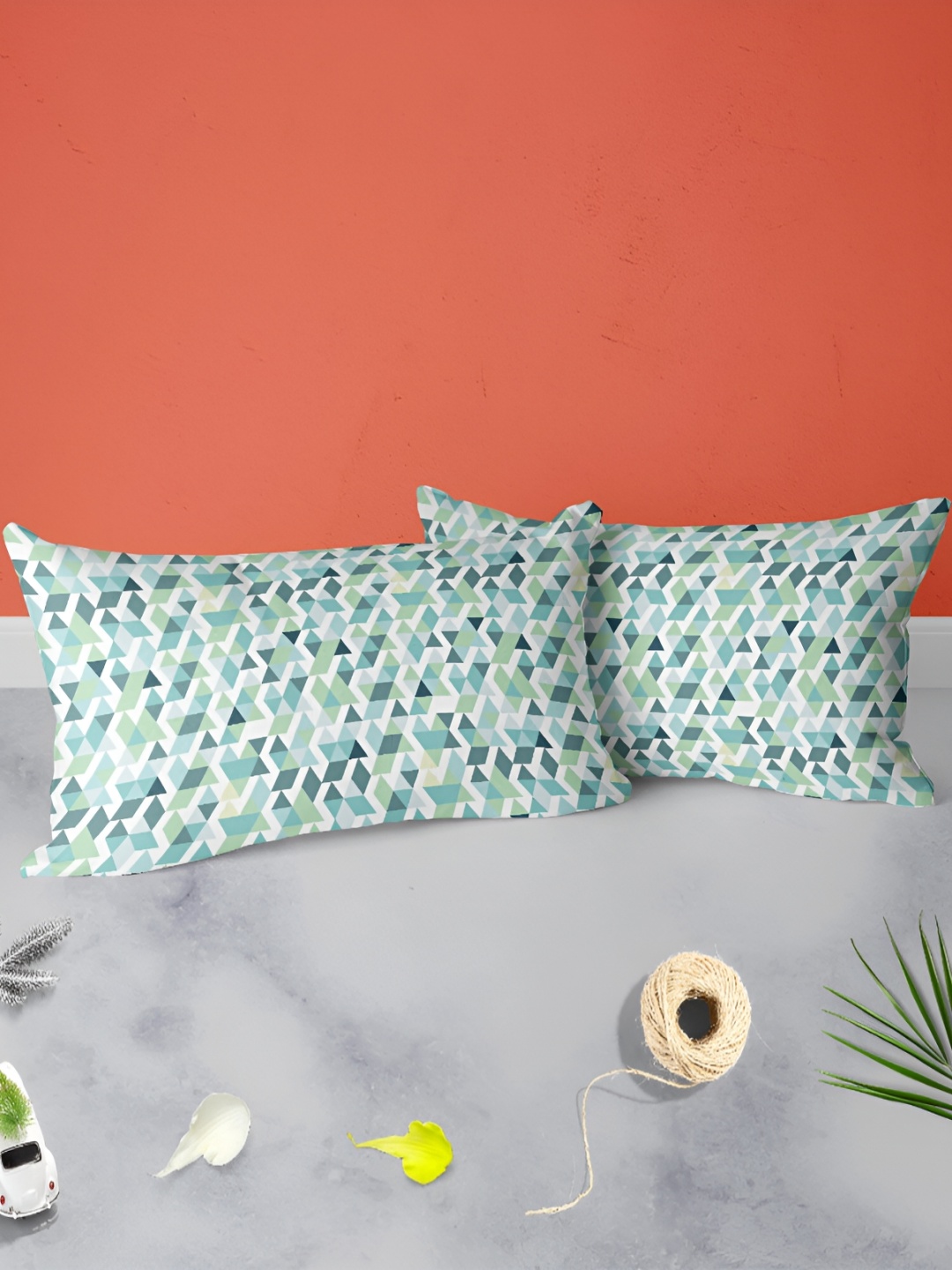 

ArtzFolio Green 2 Pieces Abstract Printed Velvet Rectangle Pillow Covers