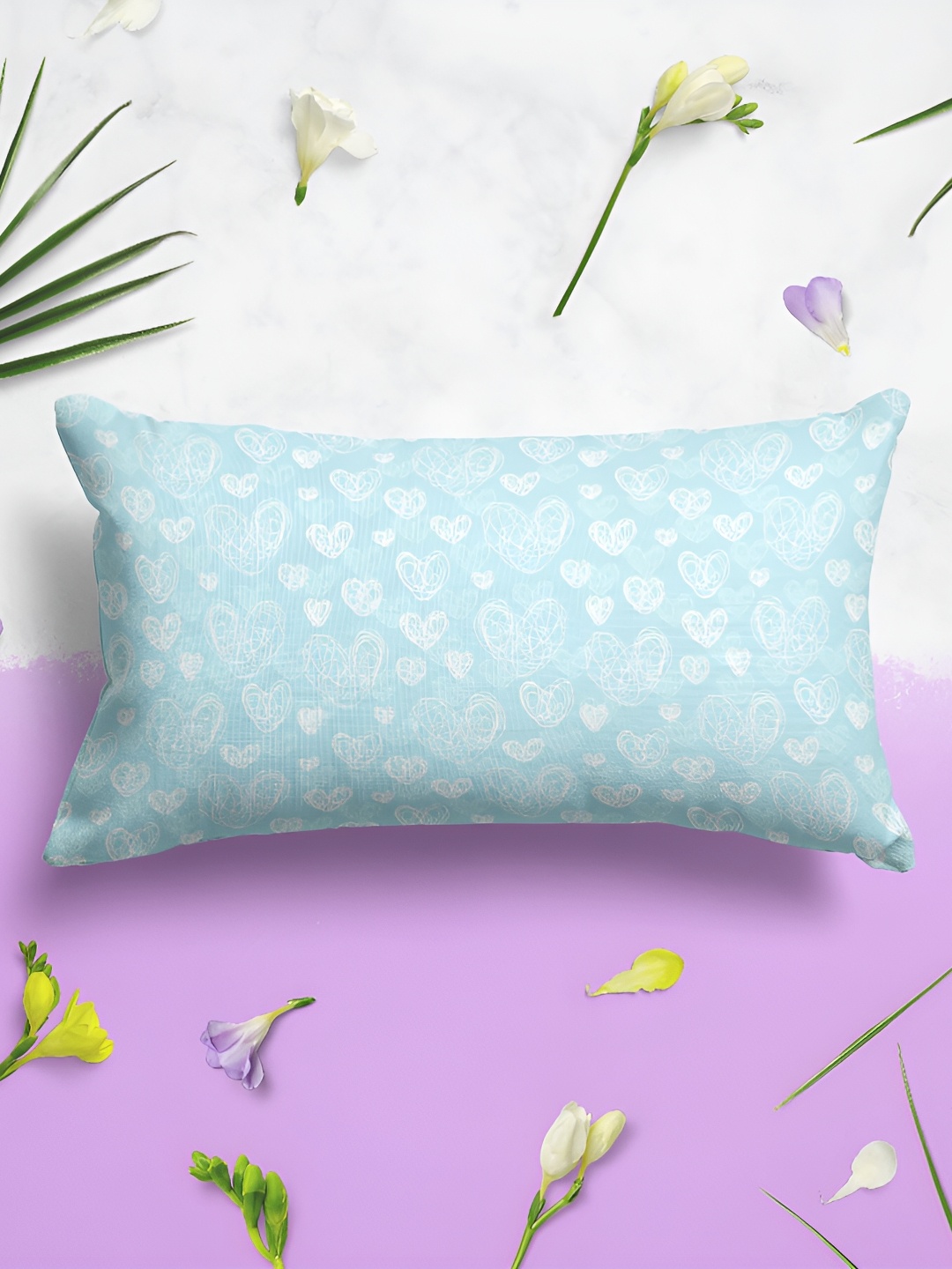 

ArtzFolio Blue & White 2 Pieces Self Design Rectangle Pillow Covers