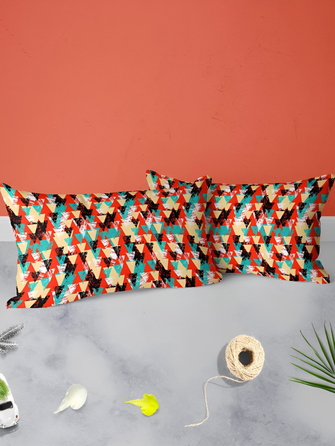 

ArtzFolio Cream Red 2 Pieces Abstract Rectangle Pillow Covers