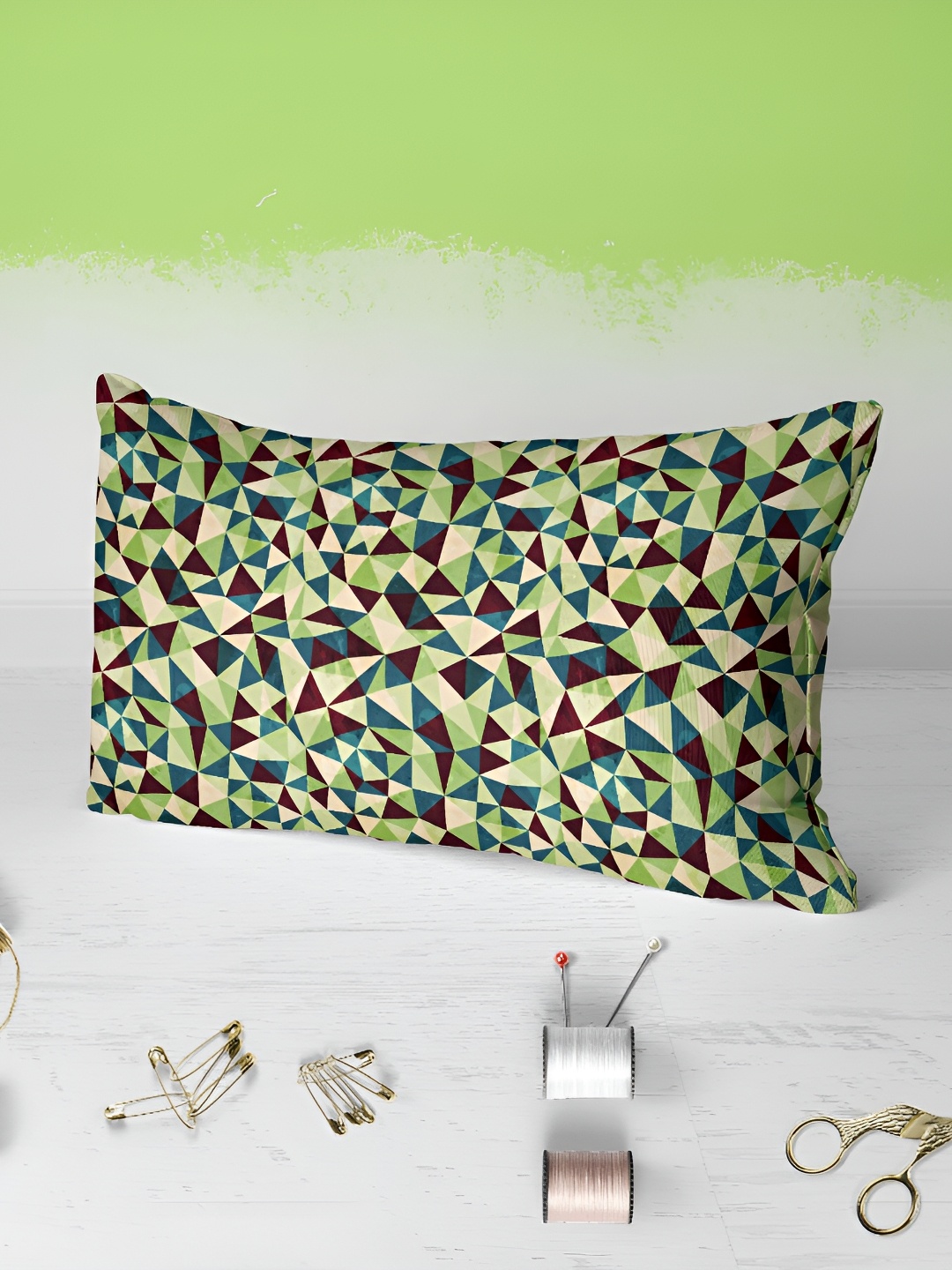 

ArtzFolio Cream & Green 2 Pieces Velvet Self Design Rectangle Pillow Covers