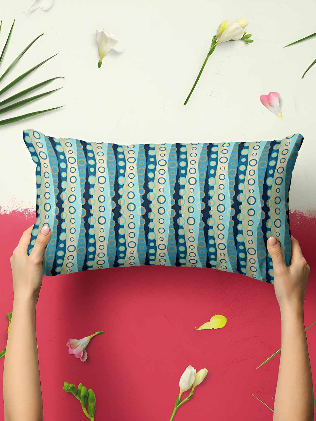 

ArtzFolio Yellow & Blue 2Pcs Geometric Rectangle Pillow Covers