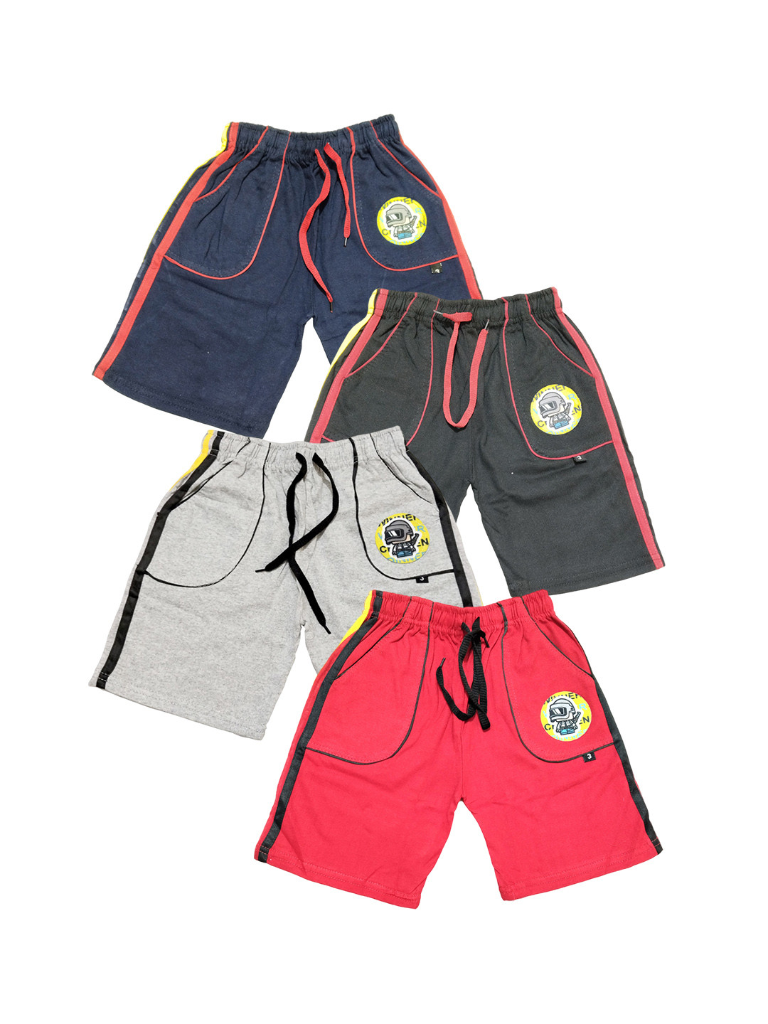 

BAESD Boys Pack Of 4 Mid Rise Cotton Shorts, Navy blue