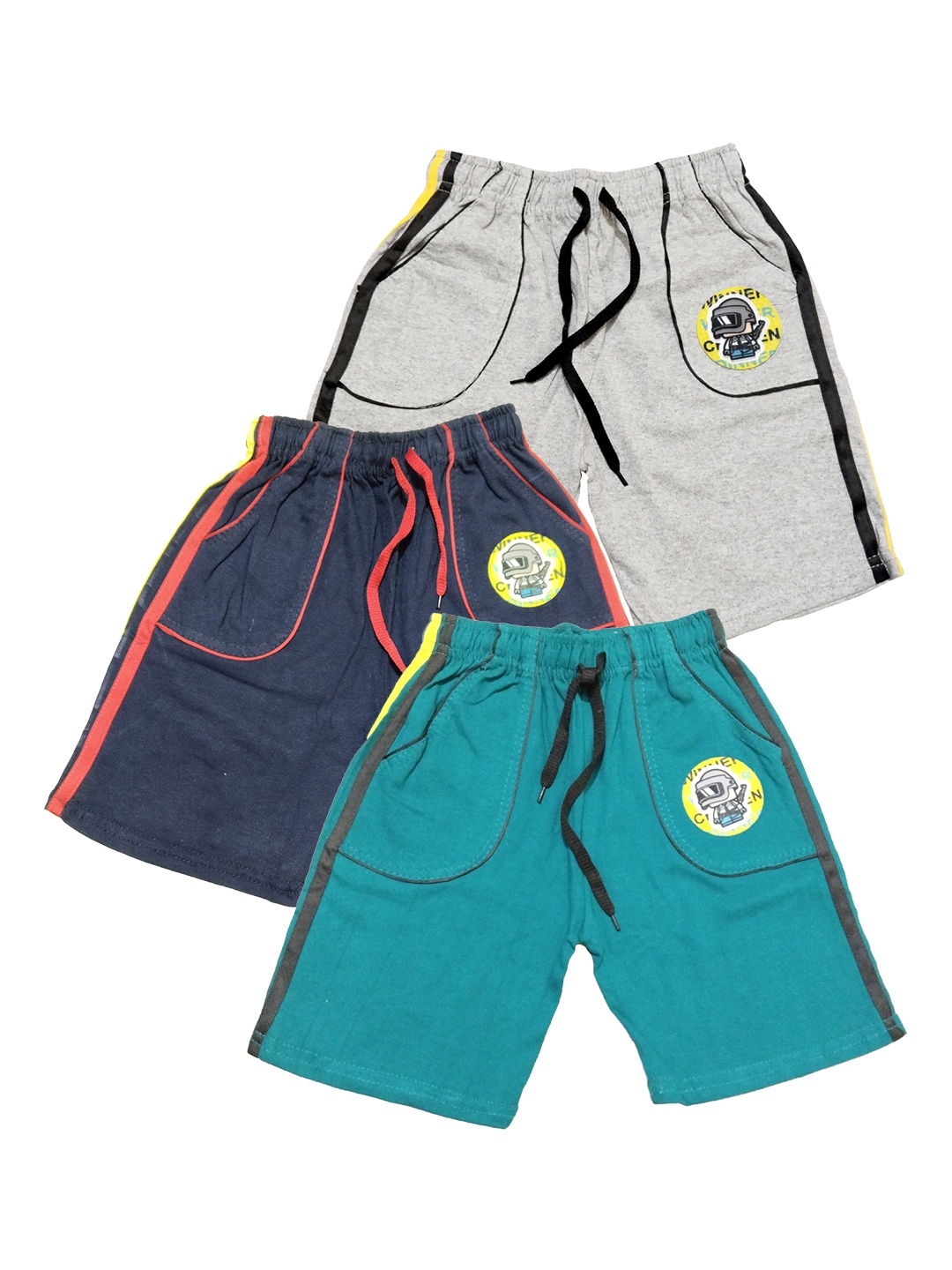 

BAESD Boys Pack Of 3 Mid Rise Cotton Shorts, Navy blue