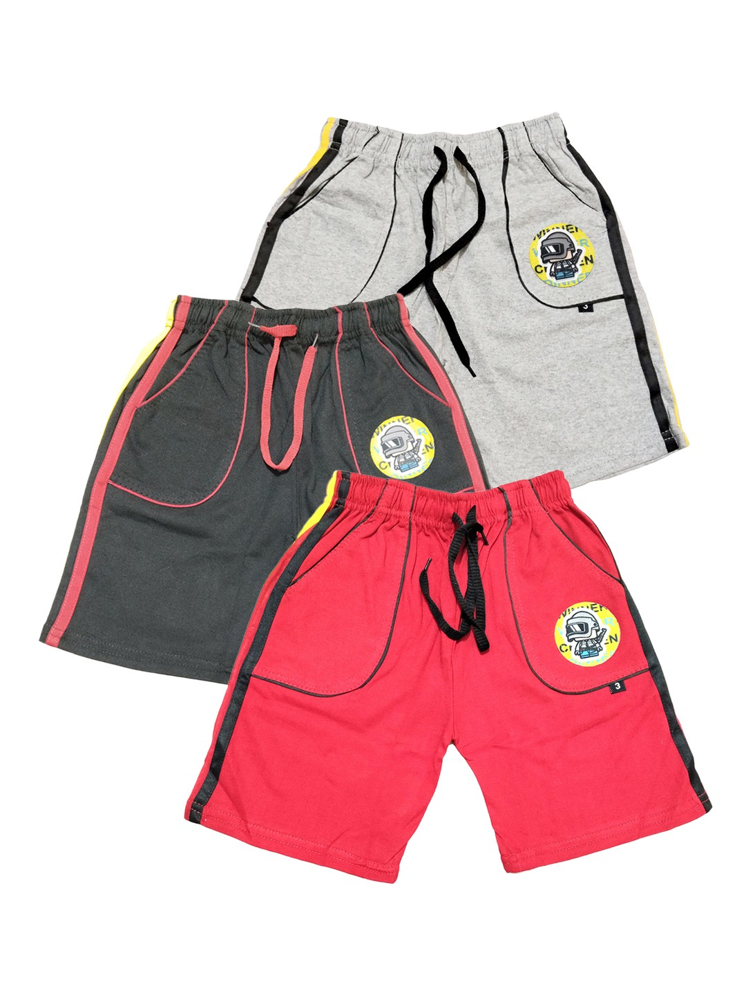 

BAESD Boys Pack Of 3 Mid Rise Cotton Shorts, Grey