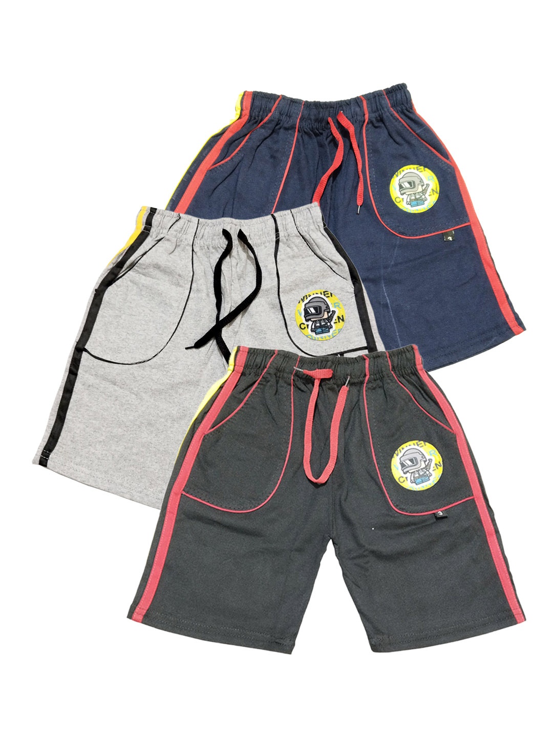 

BAESD Boys Pack Of 3 Mid Rise Cotton Shorts, Navy blue
