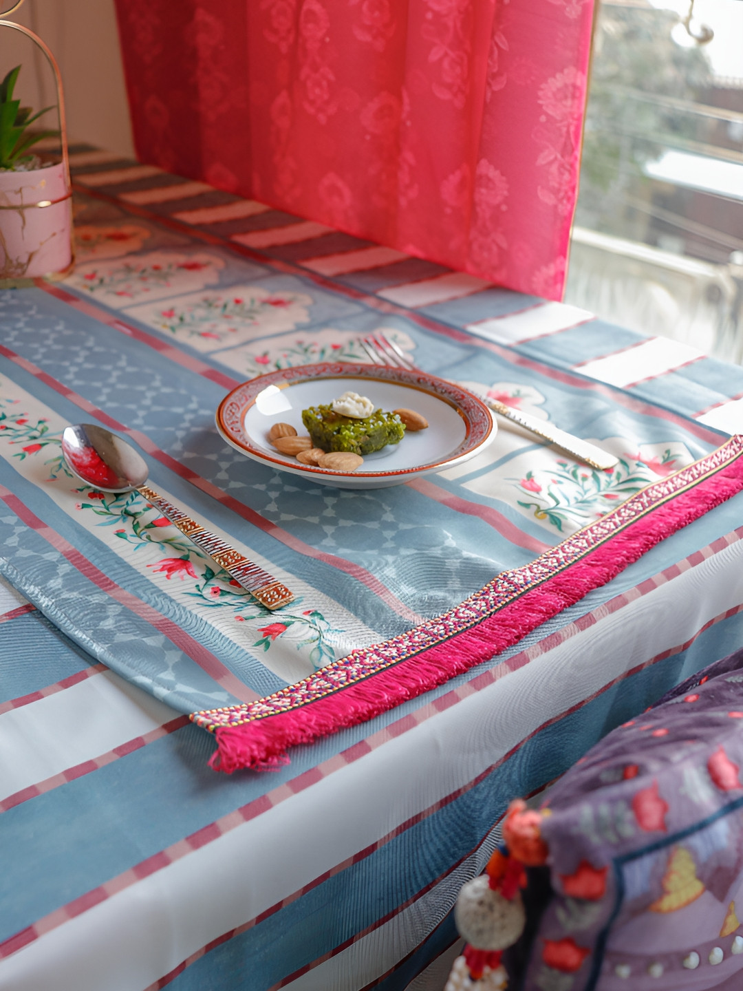 

design station Blue & Pink Printed Table Runner