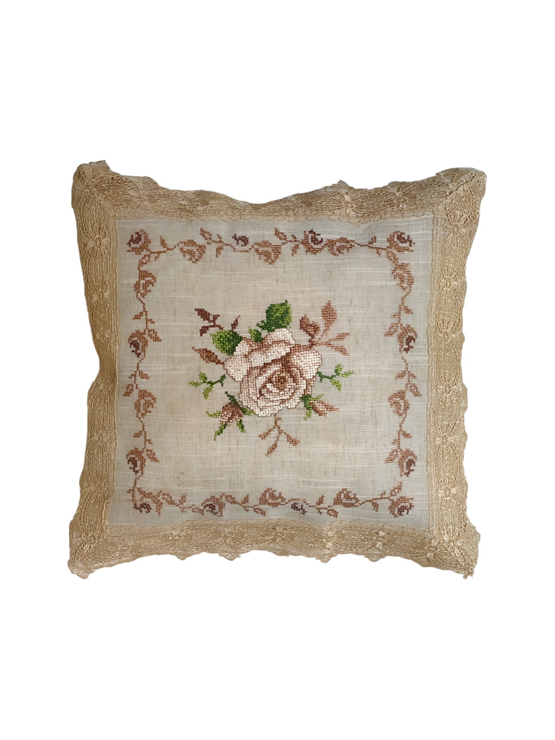 

MONKDECOR Brown & Green Floral Square Cushion Covers