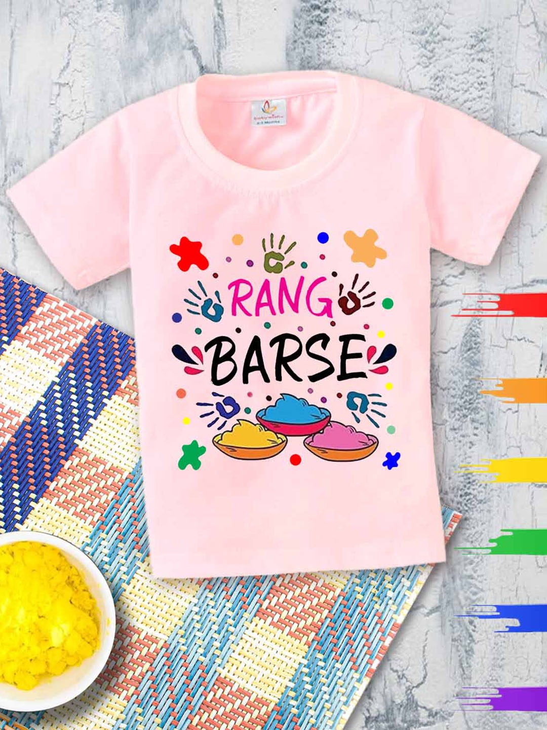 Babywish Kids Typography Printed Round Neck Short Sleeves T-shirt, Pink