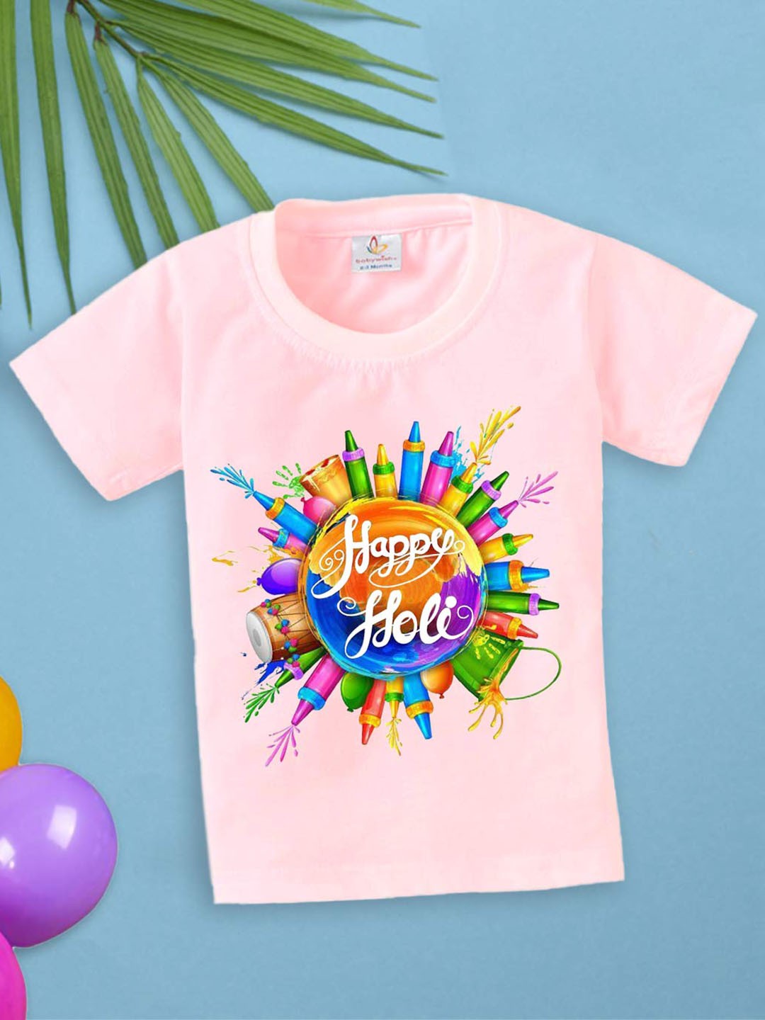 

Babywish Kids Typography Printed Round Neck Short Sleeves Cotton T-shirt, Pink