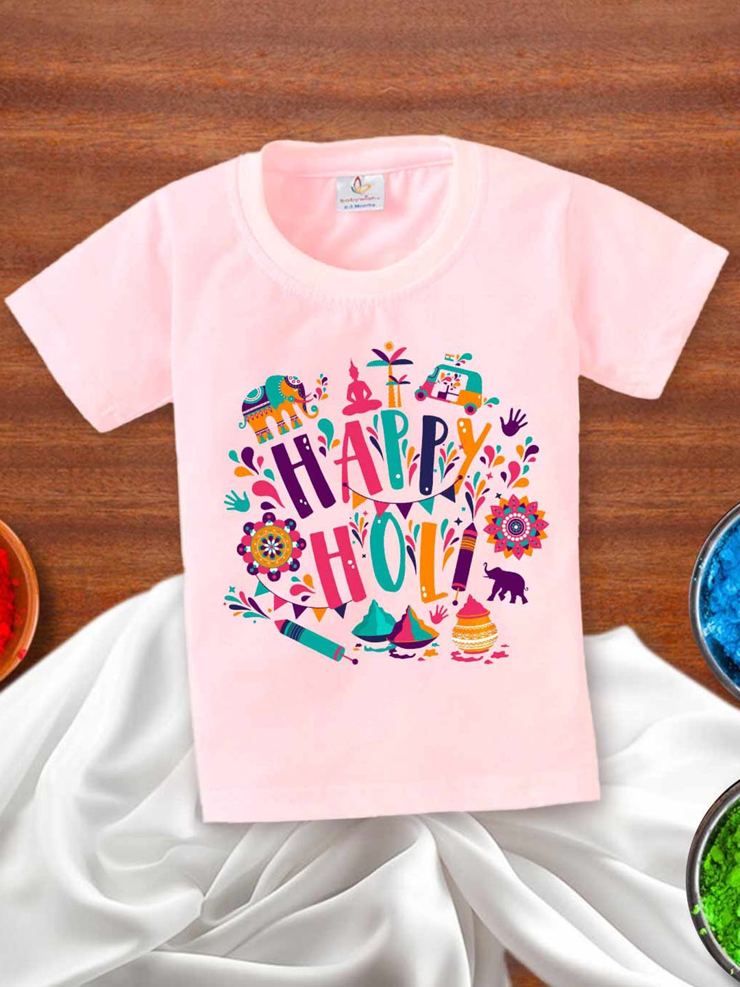 

Babywish Kids Typography Printed Round Neck Short Sleeves Cotton T-shirt, Pink