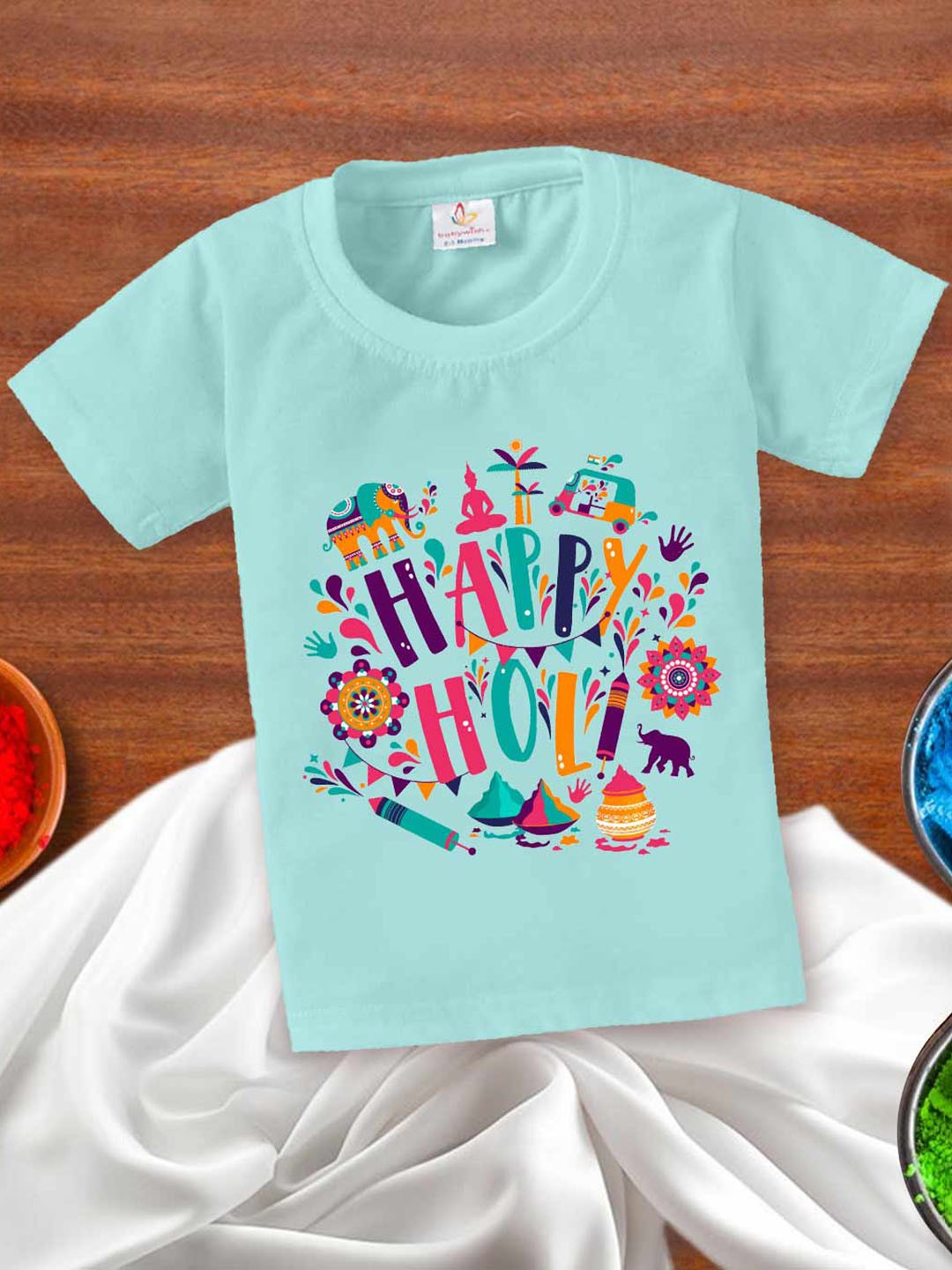 

Babywish Kids Typography Printed Round Neck Short Sleeves Cotton T-shirt, Sea green