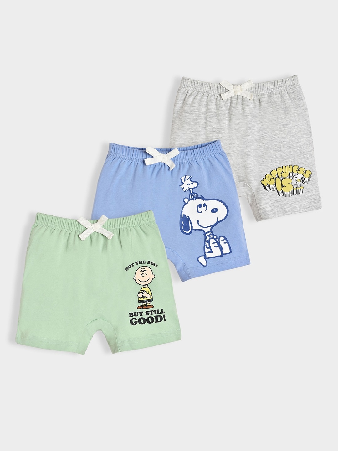 

MiArcus Kids Pack Of 3 Peanuts Snoopy Printed Cotton Shorts, Grey