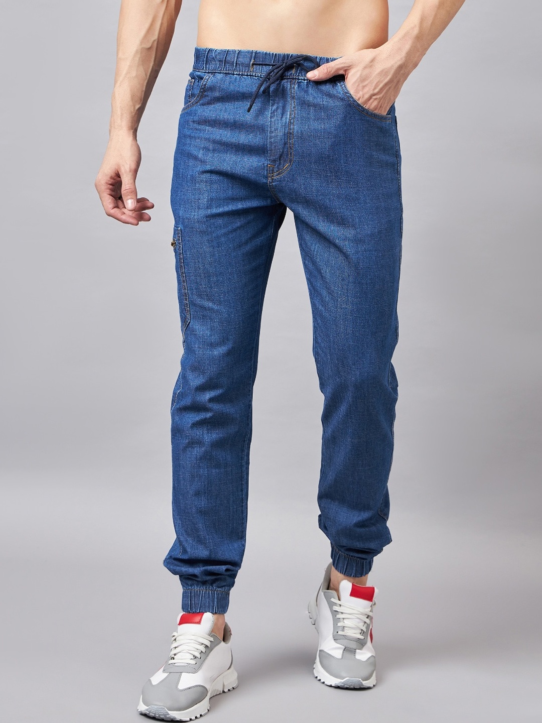 

STUDIO NEXX Men Clean Look Lightweight Pure Cotton Denim Jogger, Blue