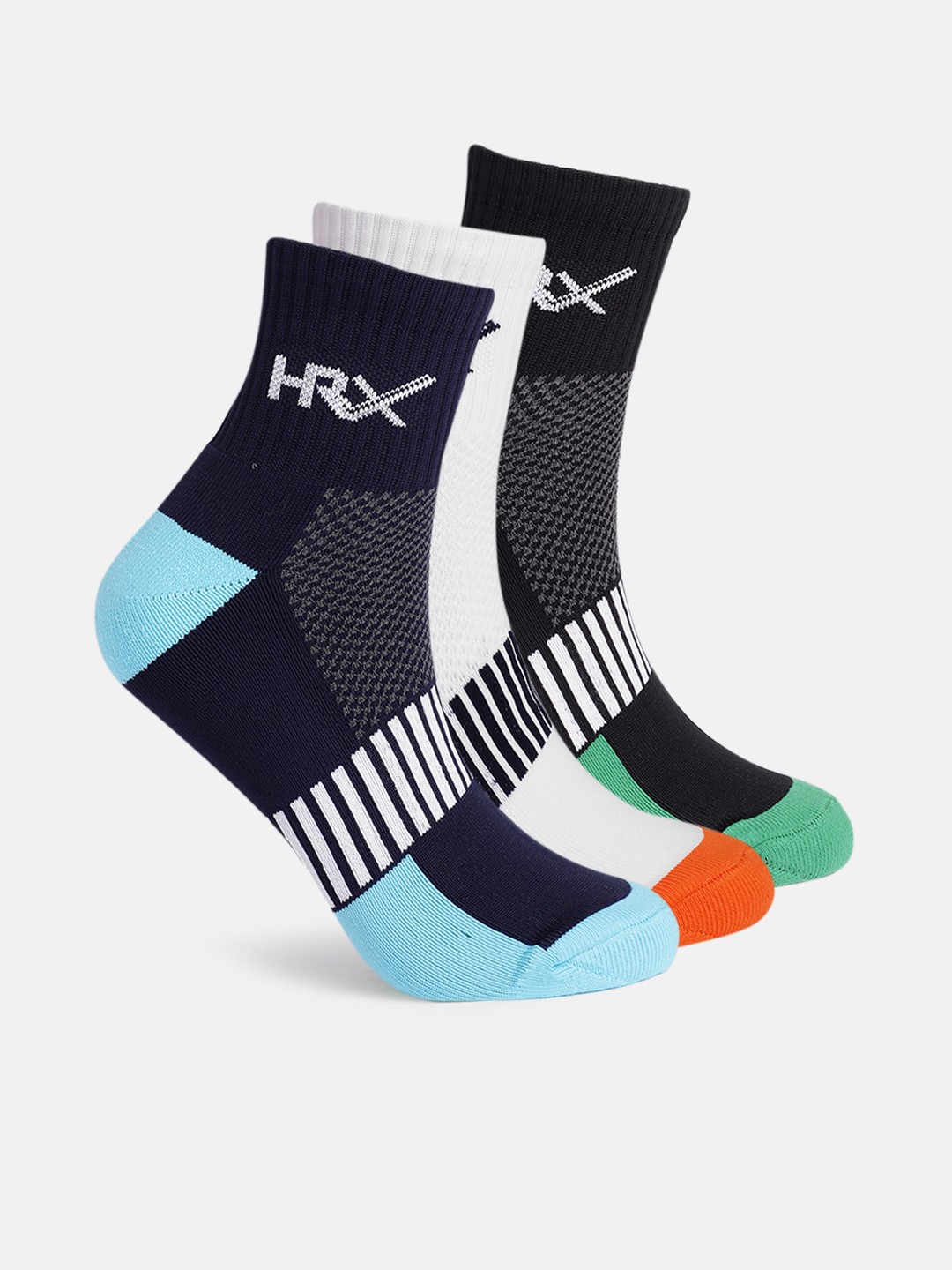 

HRX by Hrithik Roshan Men Set Of 3 Above Ankle Length Socks, Black