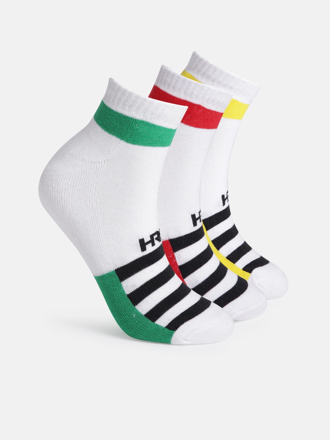 

HRX by Hrithik Roshan Men Pack of 3 Striped Ankle-Length Socks, White