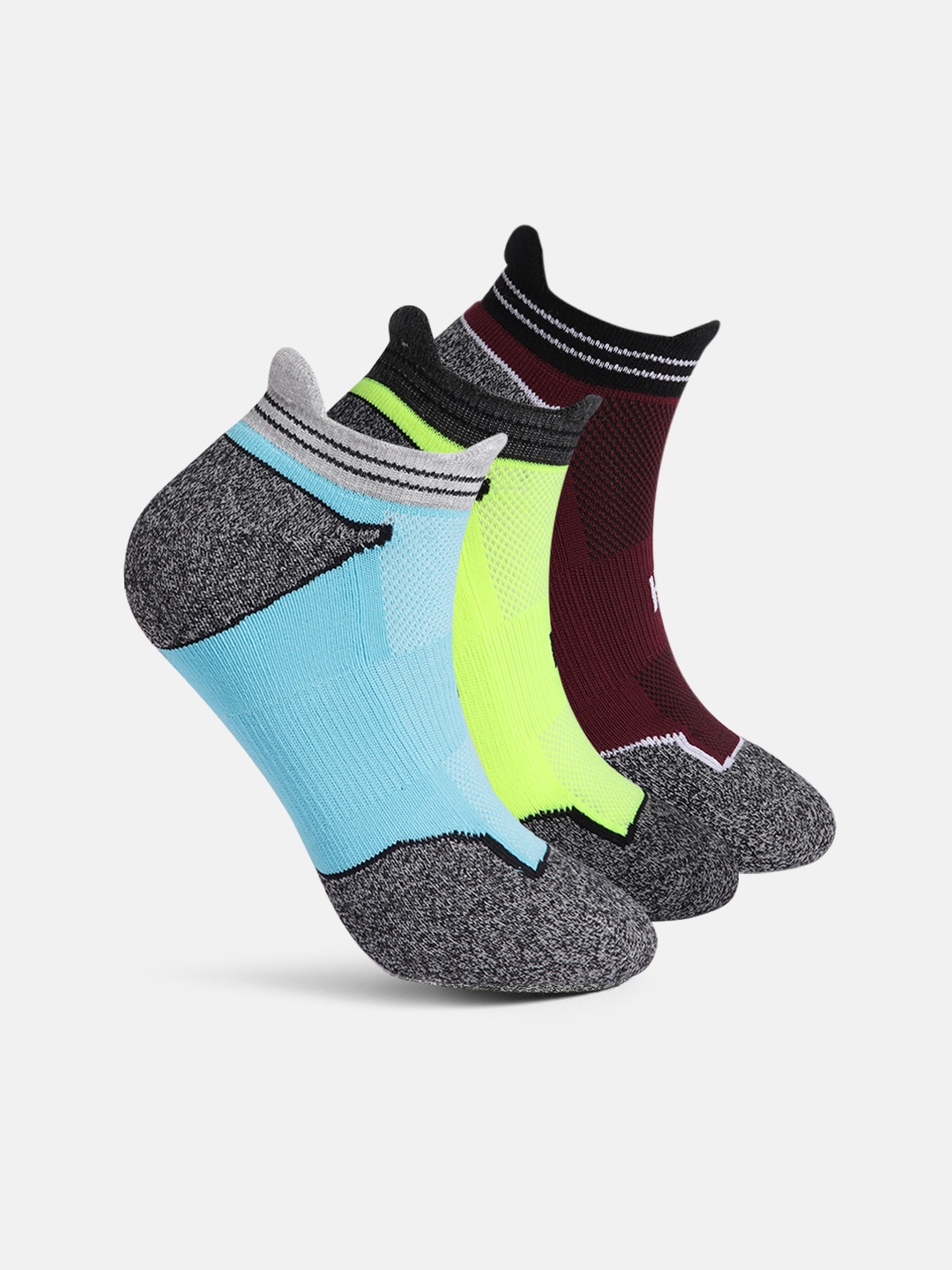 

HRX by Hrithik Roshan Men Pack of 3 Colourblocked Ankle-Length Socks, Maroon